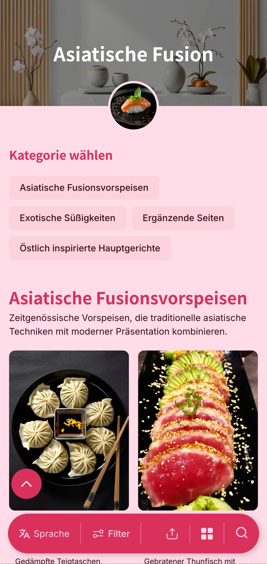 Zeitgenössisches, asiatisch inspiriertes Catering, das traditionelle Techniken mit moderner Präsentation für trendige Veranstaltungen und internationale Zusammenkünfte kombiniert.