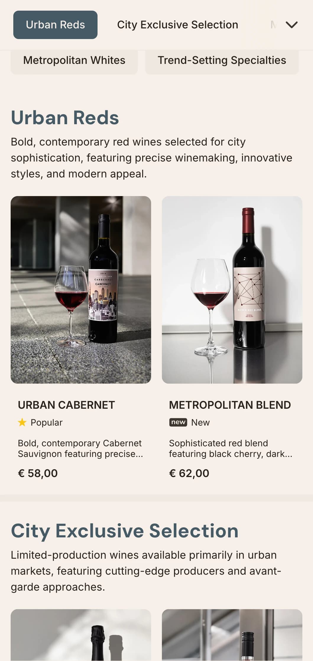 Sleek, urban-inspired wine list template with architectural elements and contemporary design, ideal for city wine bars and modern dining establishments.
