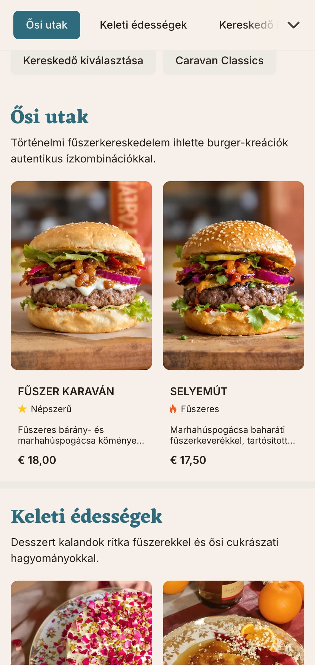 Ősi kereskedelmi útvonal ihlette burgermenü történelmi ízkombinációkkal.