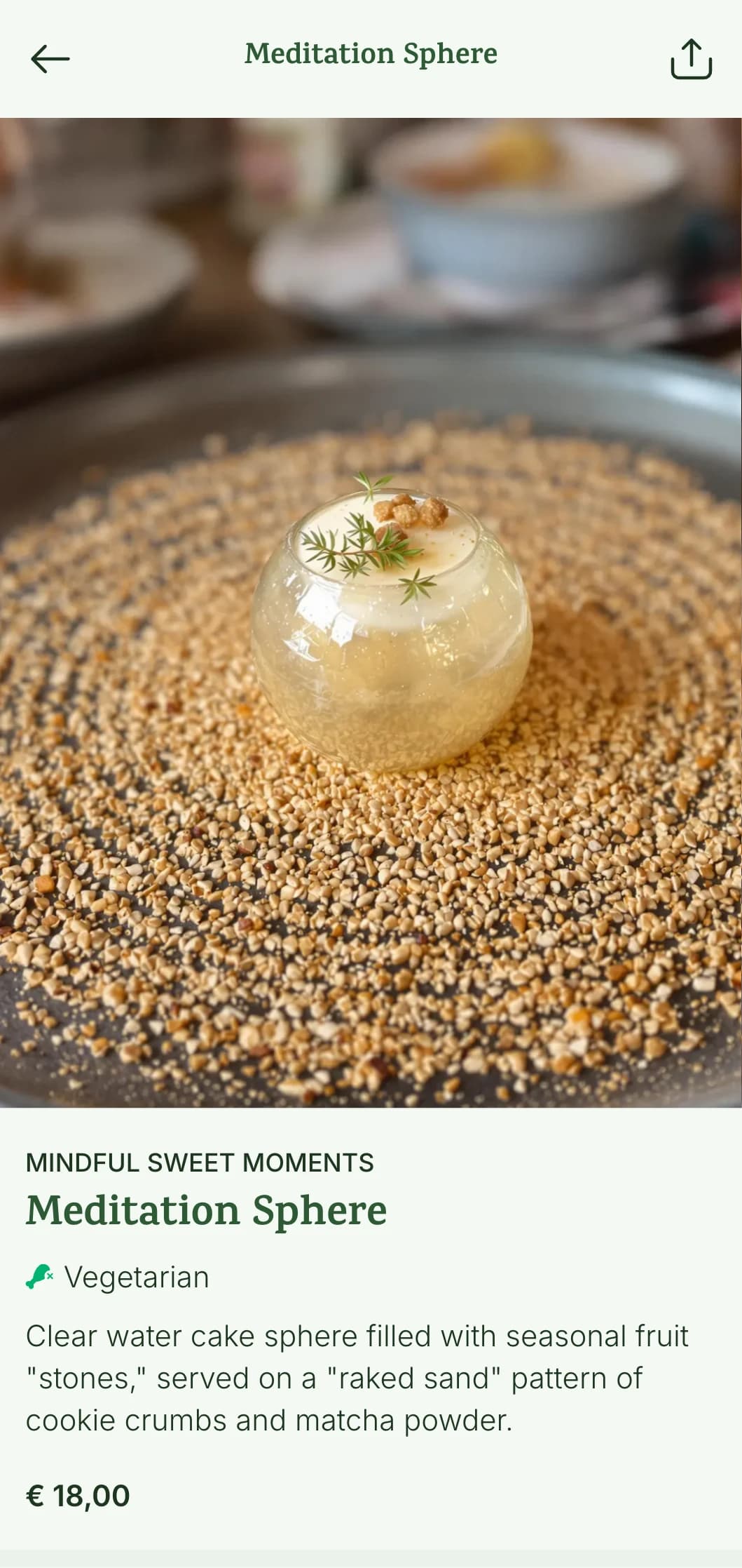 Peaceful, meditative sushi menu featuring zen garden-inspired elements and a calming natural palette.