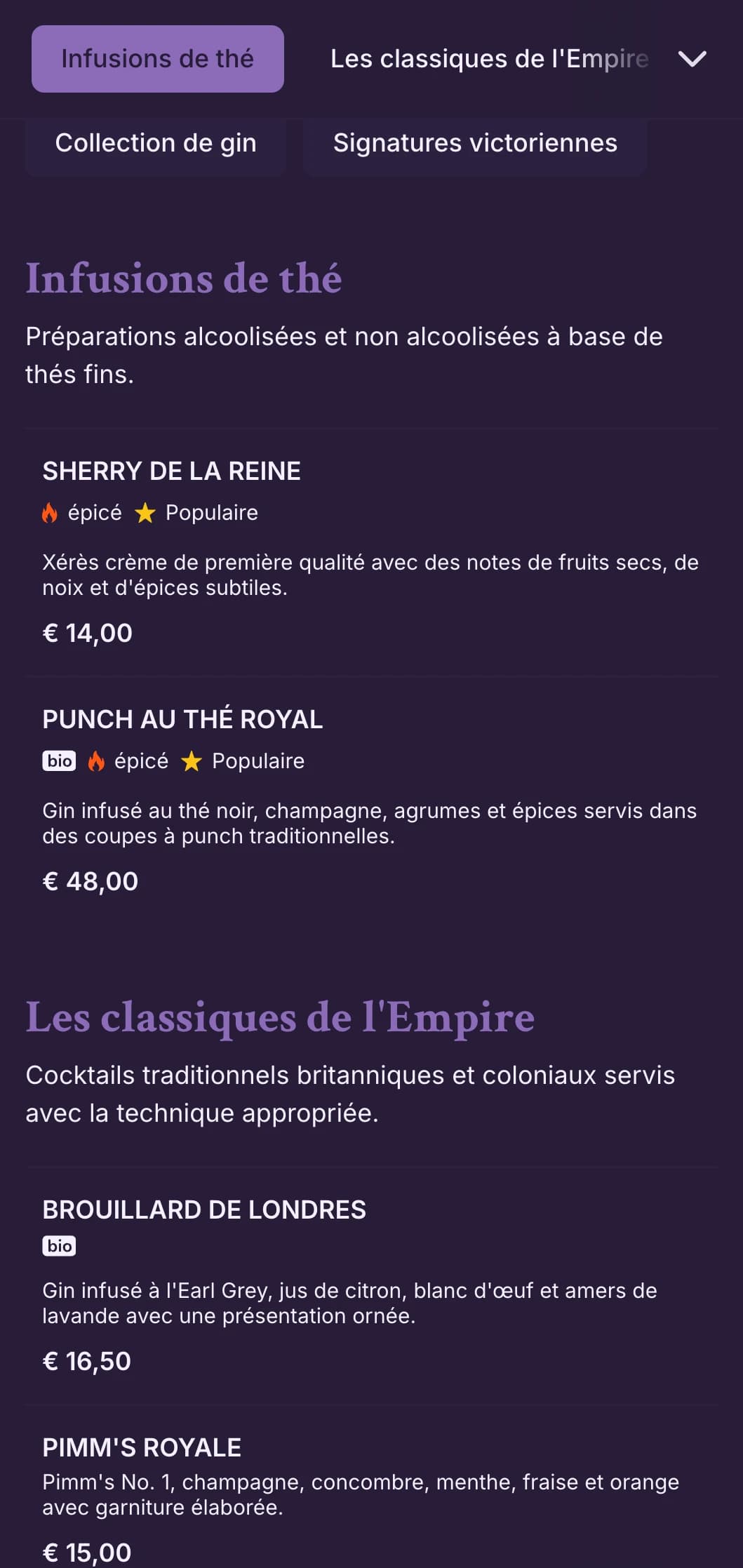 Design vert élaboré avec ornementation victorienne pour les salons de dégustation de gin.