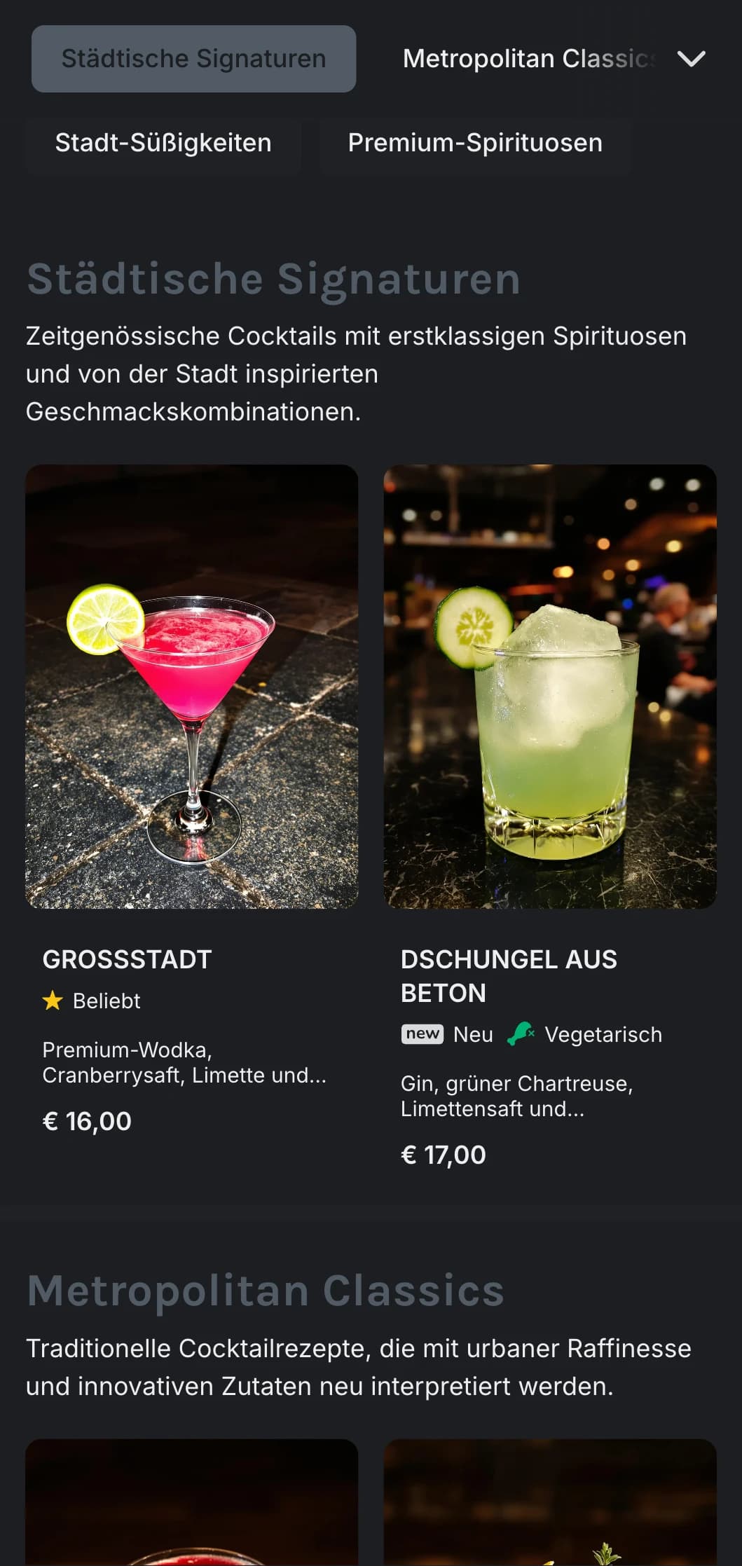 Ein modernes, von der Stadt inspiriertes Design für urbane Cocktailbars mit industriellen Elementen und klarer Typografie.
