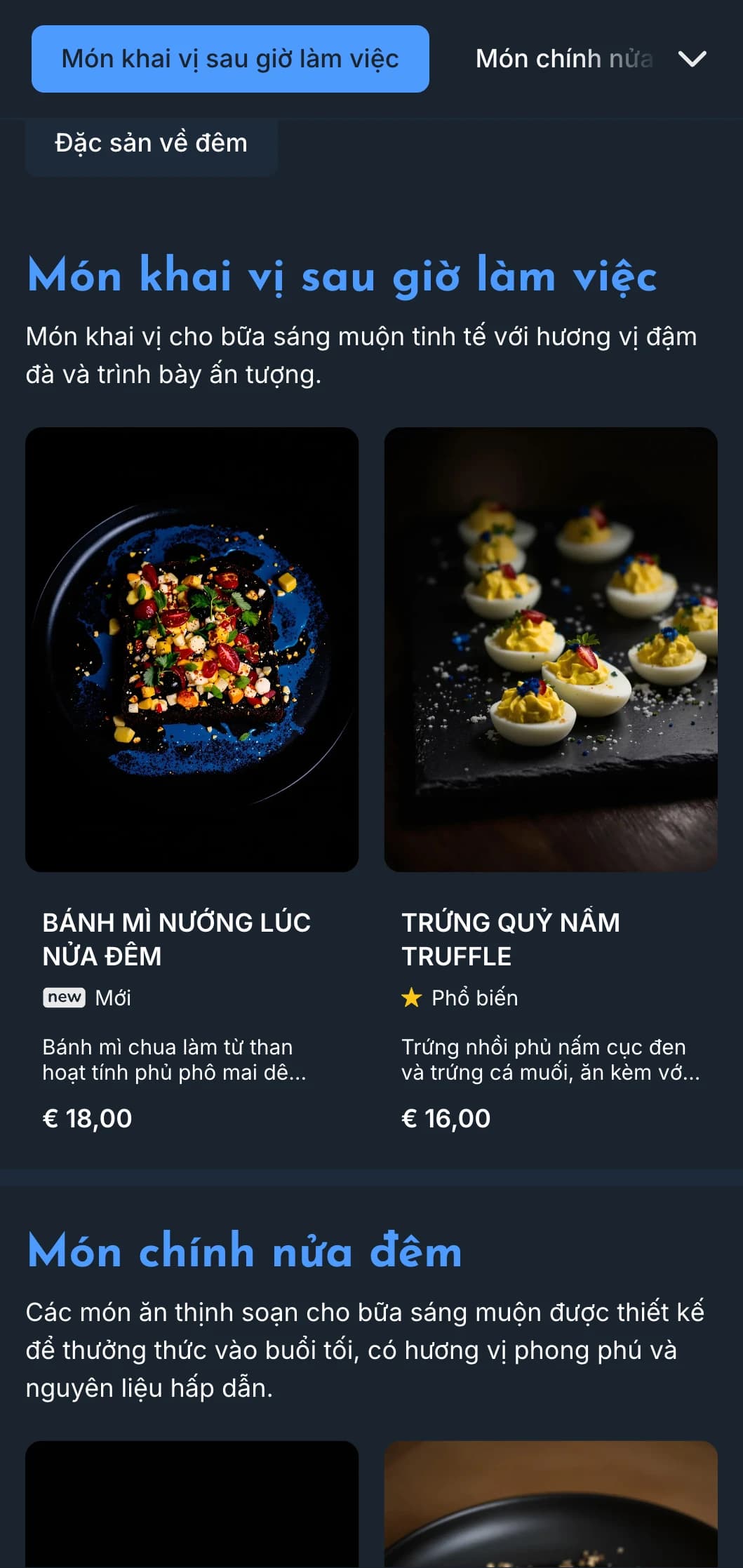 Mẫu màu xanh đậm với điểm nhấn tươi sáng, hoàn hảo cho các dịch vụ ăn khuya và quán cà phê sau giờ làm việc.