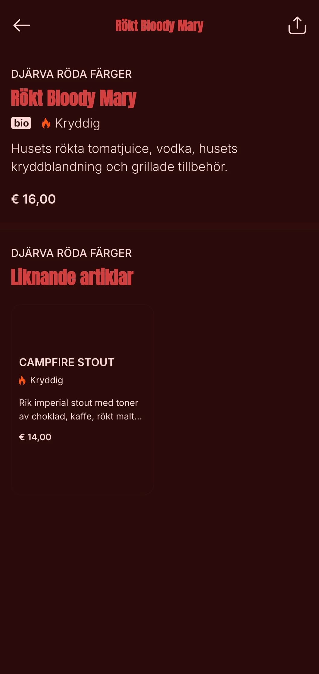Stark röd design med rök- och eldelement för grill- och whiskyställen.