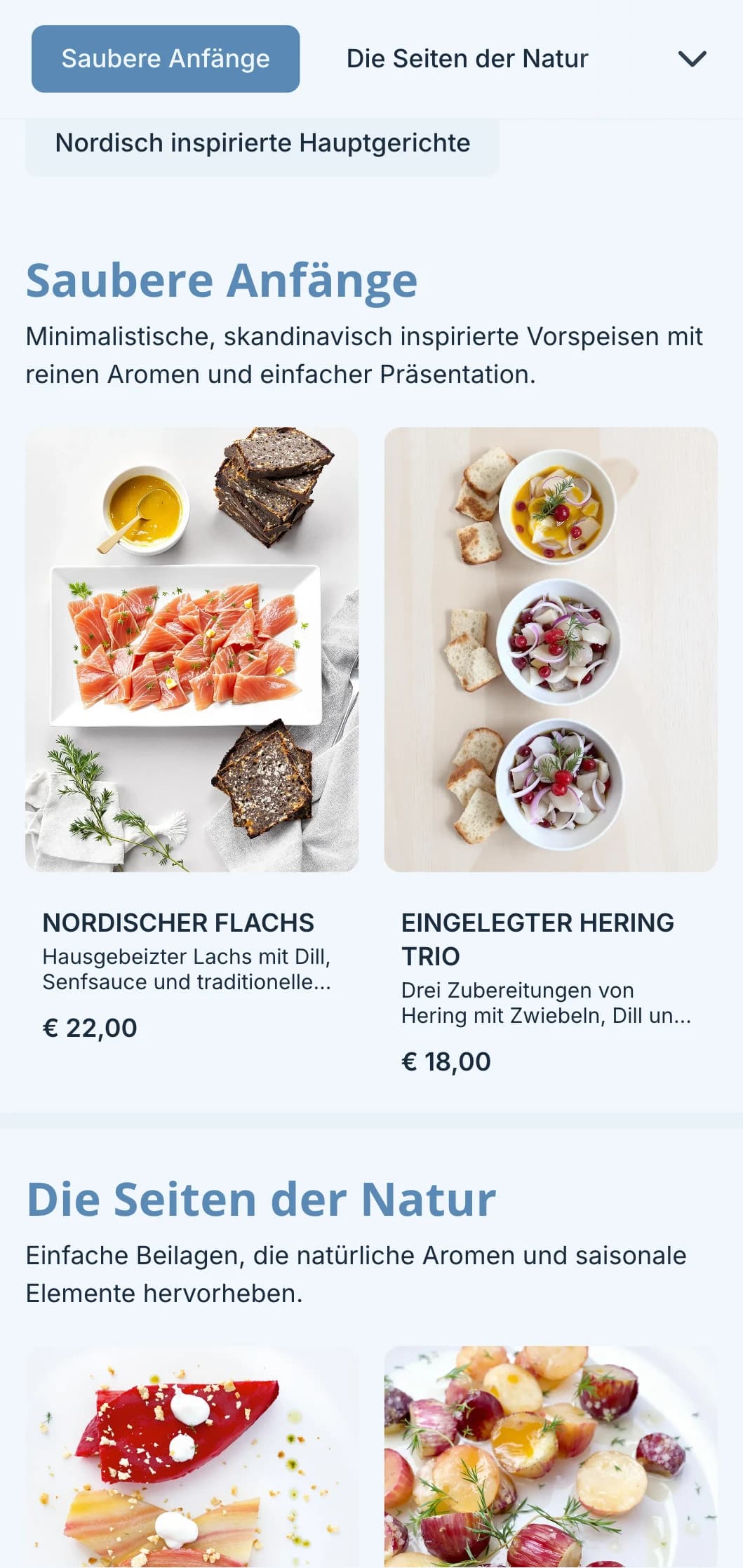 Sauberes, skandinavisch inspiriertes Catering mit minimalistischem Design, fermentierten Elementen und einer von der Natur inspirierten Präsentation für moderne Veranstaltungen.