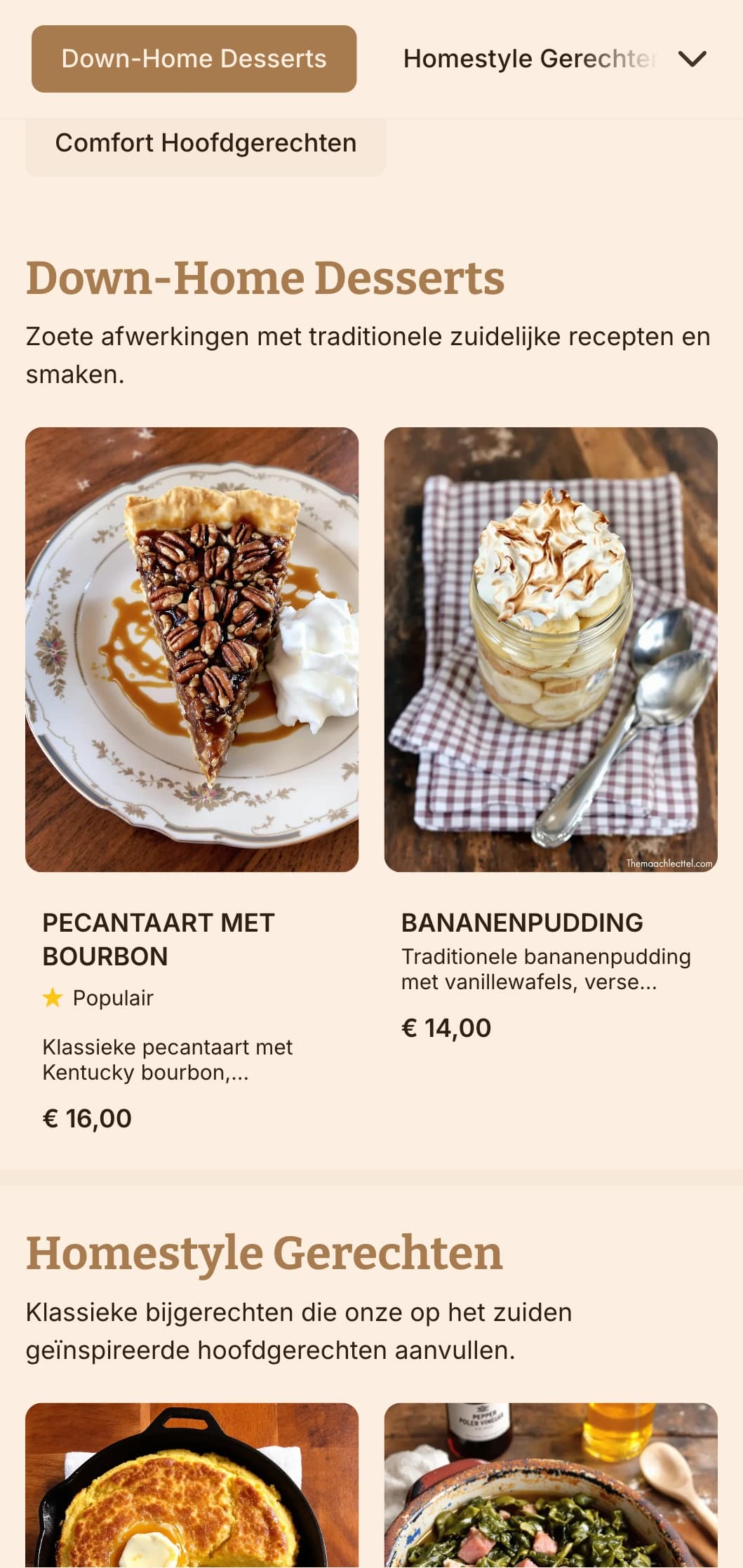 Hartverwarmende catering in zuidelijke stijl met comfortklassiekers, royale porties en huiselijke presentatie voor familiereünies en informele bijeenkomsten.