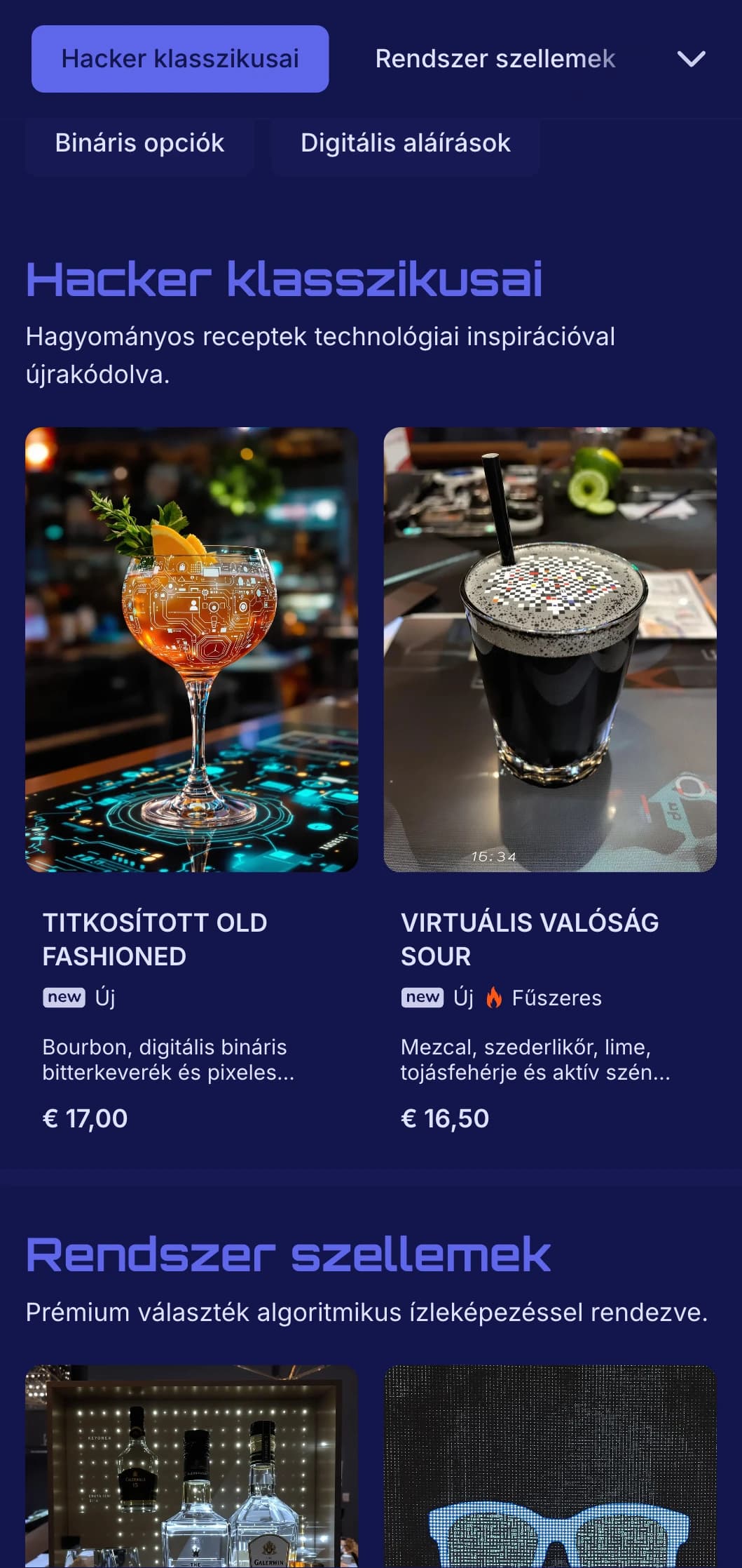 Futurisztikus kék és fekete design digitális elemekkel a legmodernebb bárok számára.