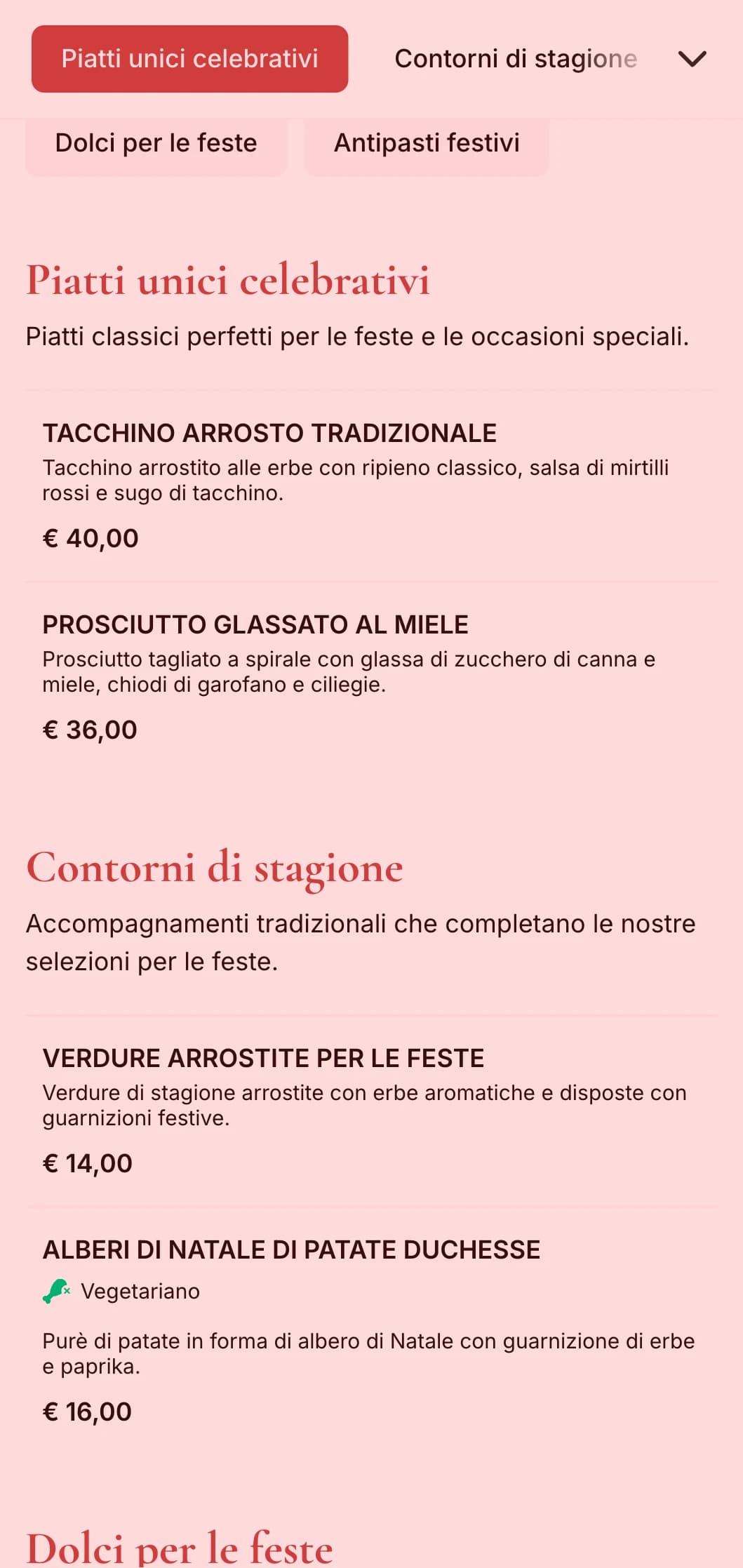 Catering tradizionale a tema festivo con specialità stagionali, presentazione festosa ed elementi celebrativi per riunioni invernali e occasioni speciali.