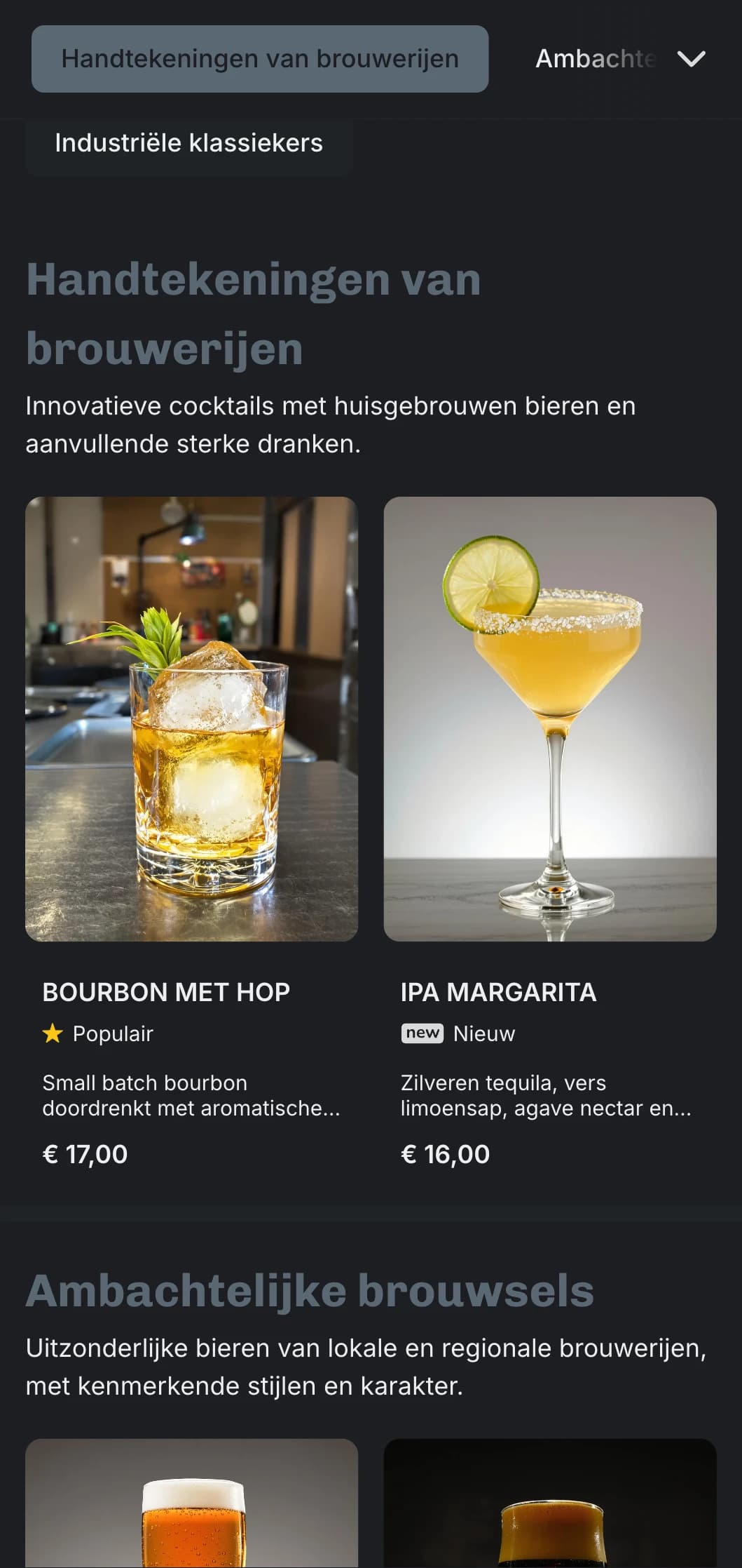 Een industrieel, fabrieksgeïnspireerd ontwerp voor brouwerijen en bierbars met industriële elementen en sterke typografie.