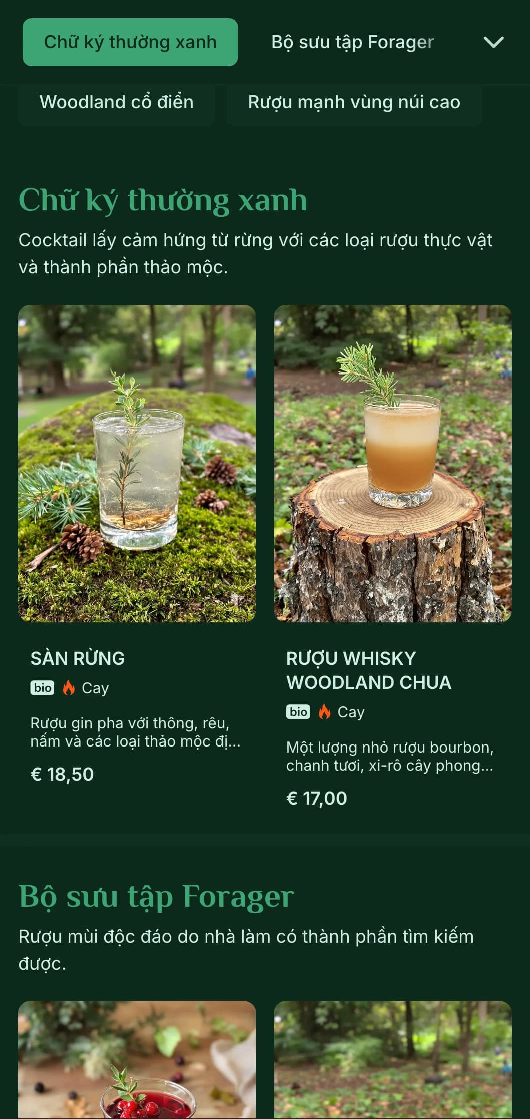 Thiết kế xanh tươi lấy cảm hứng từ rừng thông cho các quầy bar mang phong cách thiên nhiên.
