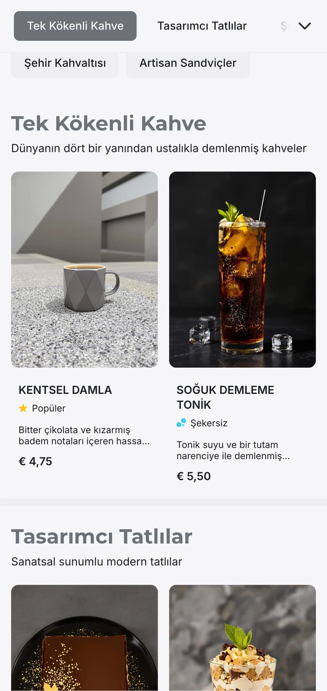 Çağdaş şehir kafeleri için temiz tipografi ile şık minimalist tasarım.