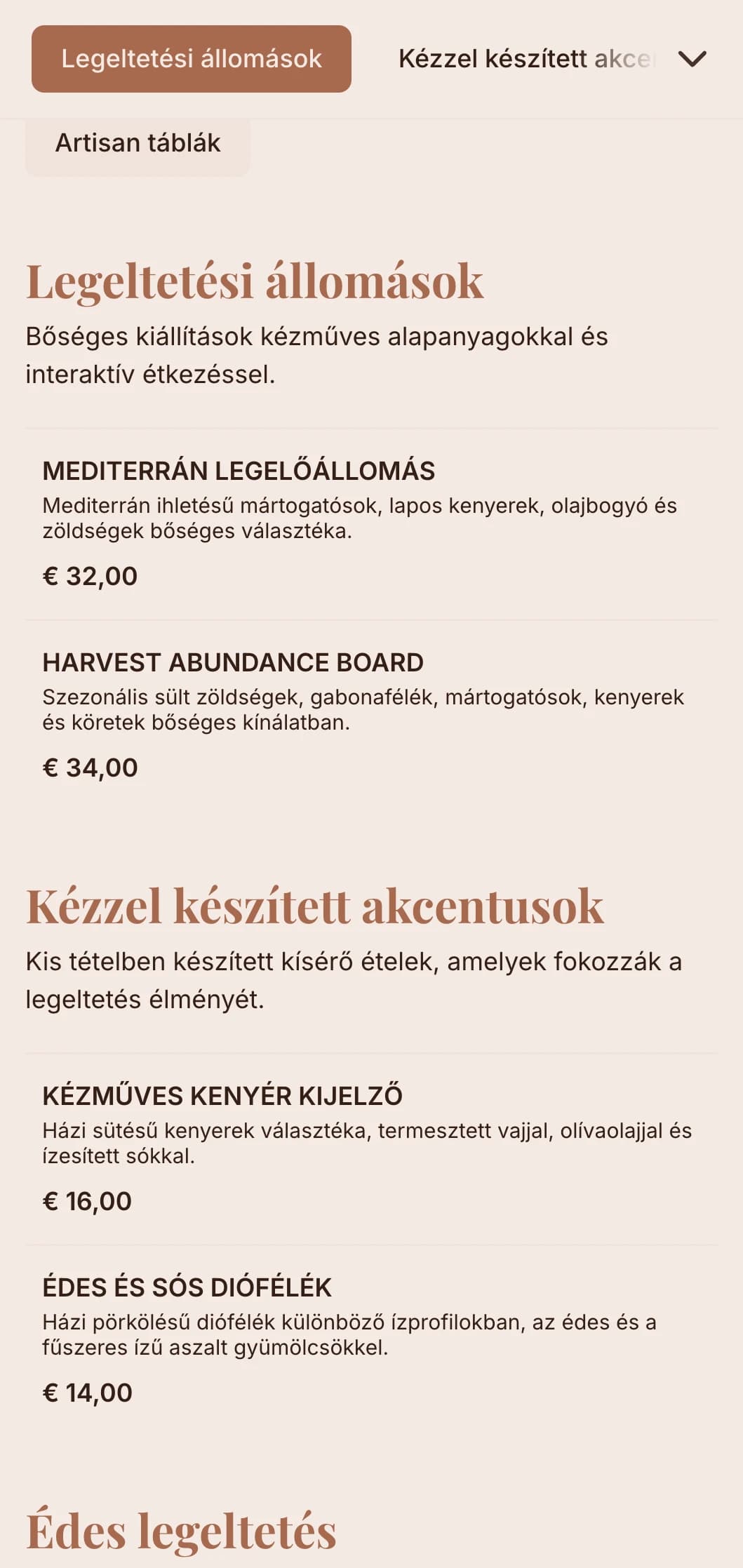 Kreatív legelőasztalok és táblák kézműves sajtokkal, pácolt húsokkal és kézzel készített kísérő ételekkel társas összejövetelekre.