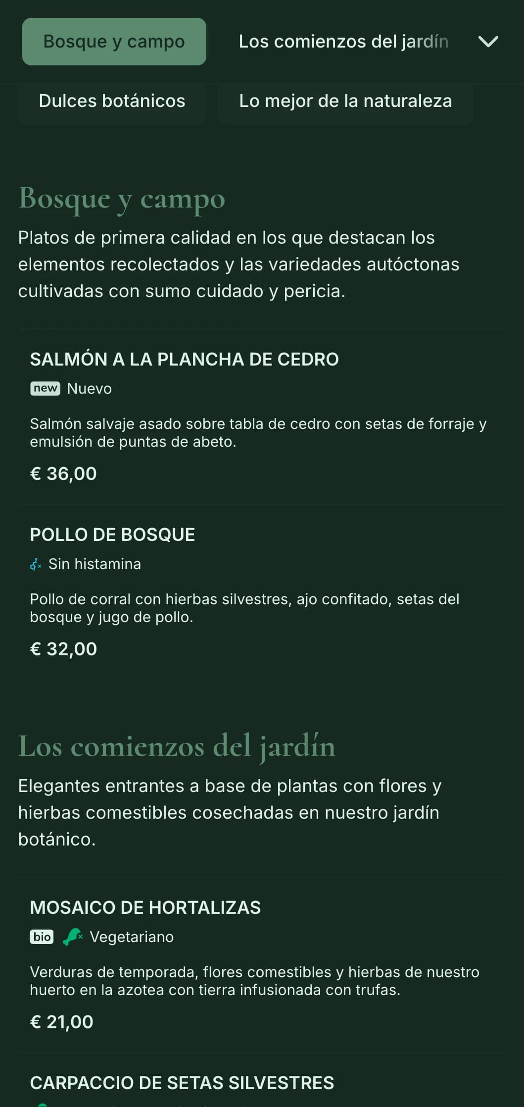 Sofisticada elegancia natural con influencias botánicas, perfecta para cenas de alta cocina inspiradas en jardines.