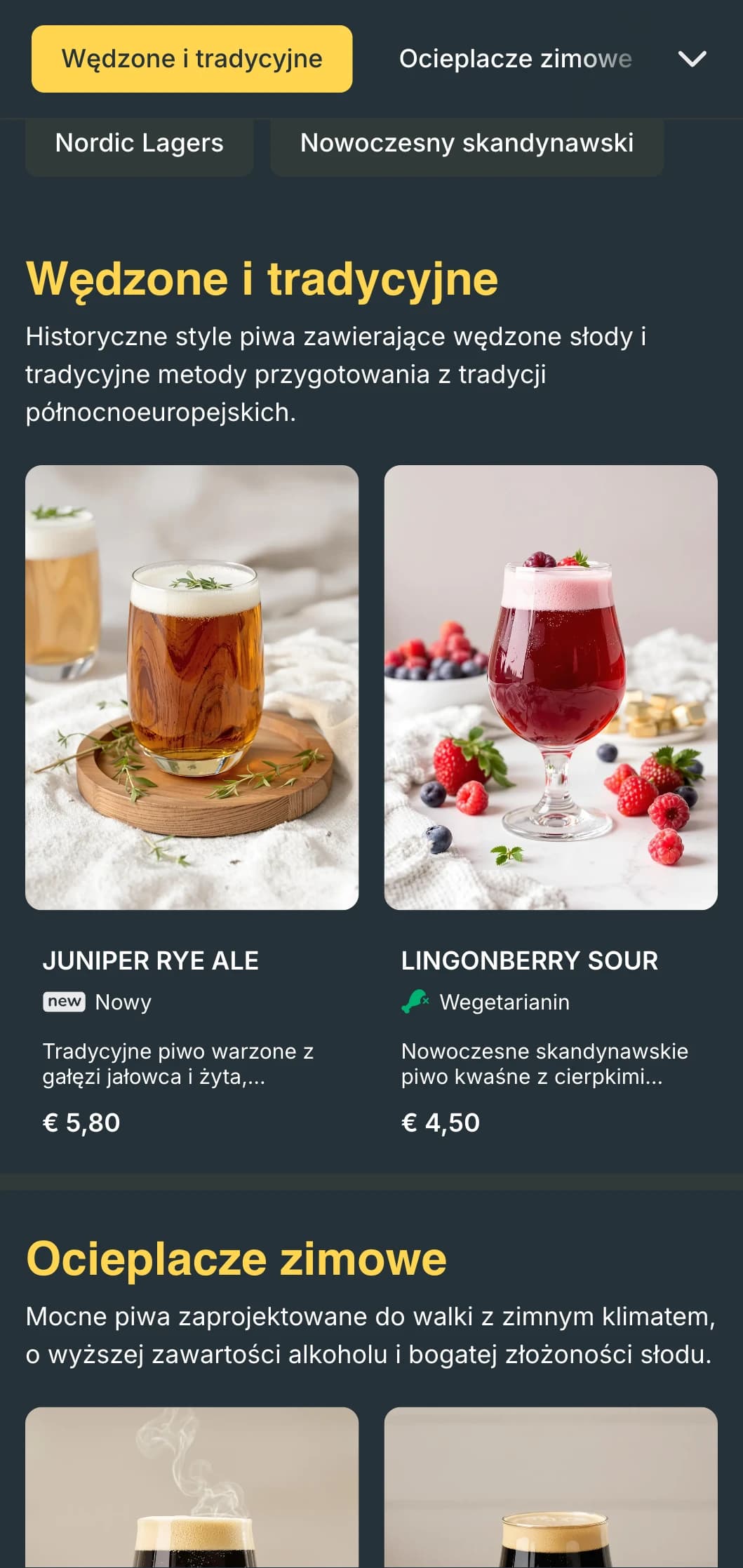 Czysty i minimalistyczny design inspirowany stylem skandynawskim z chłodnymi tonami i prostym, funkcjonalnym układem dla nowoczesnych piwiarni.