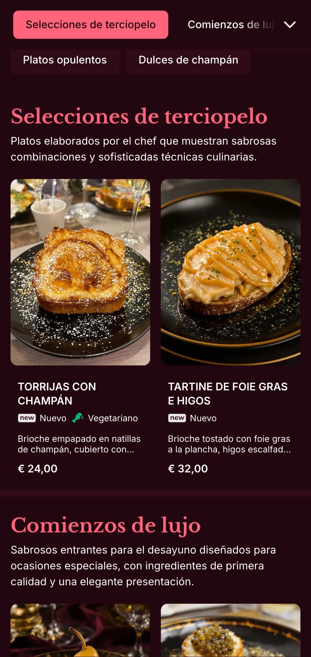 Plantilla de brunch rica y lujosa con colores intensos, diseñada para brunches de fin de semana de lujo con maridaje de cócteles.