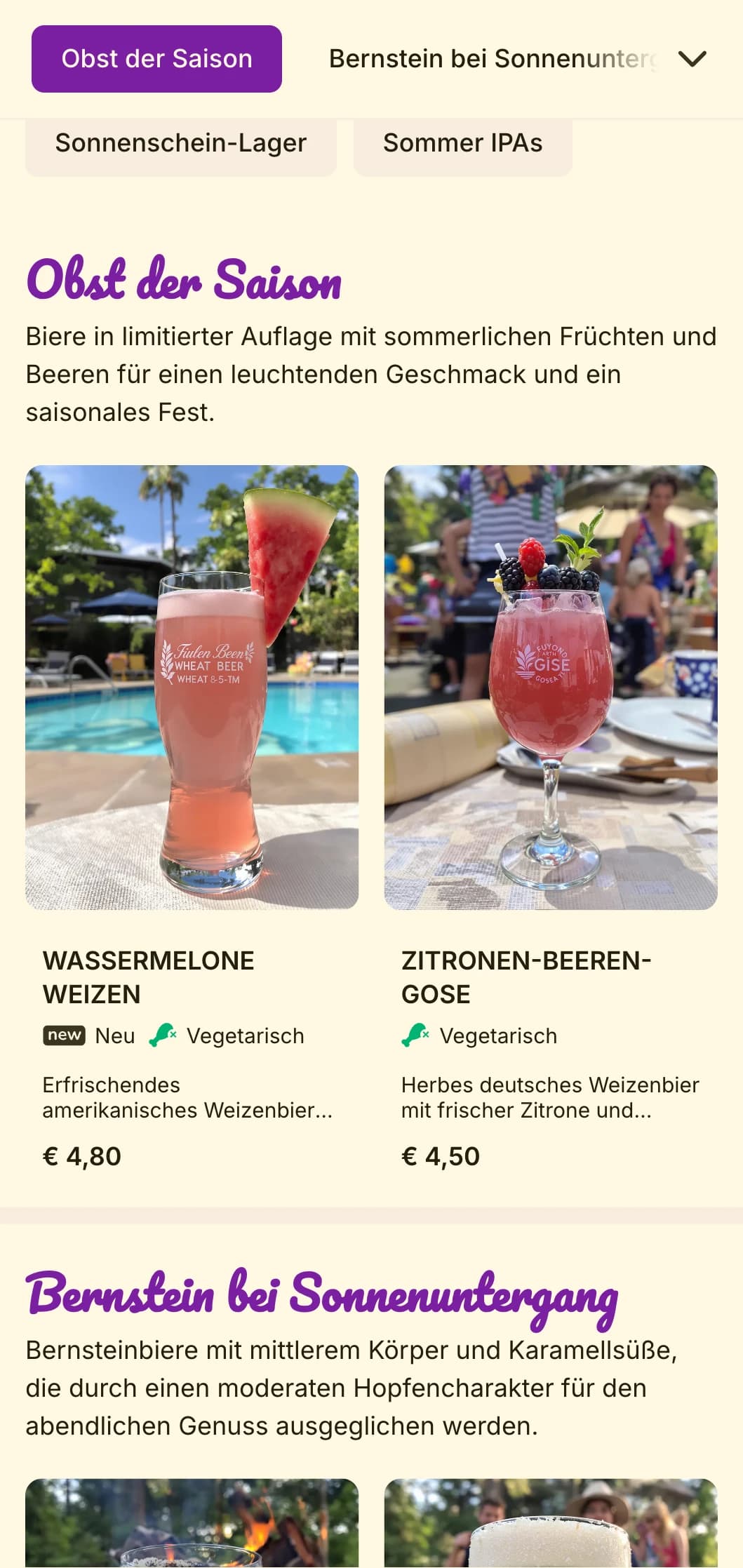 Helles und sonniges Design mit goldenen Farbtönen und warmen Akzenten, perfekt für sommerliche Biergärten und saisonale Brauereiangebote.