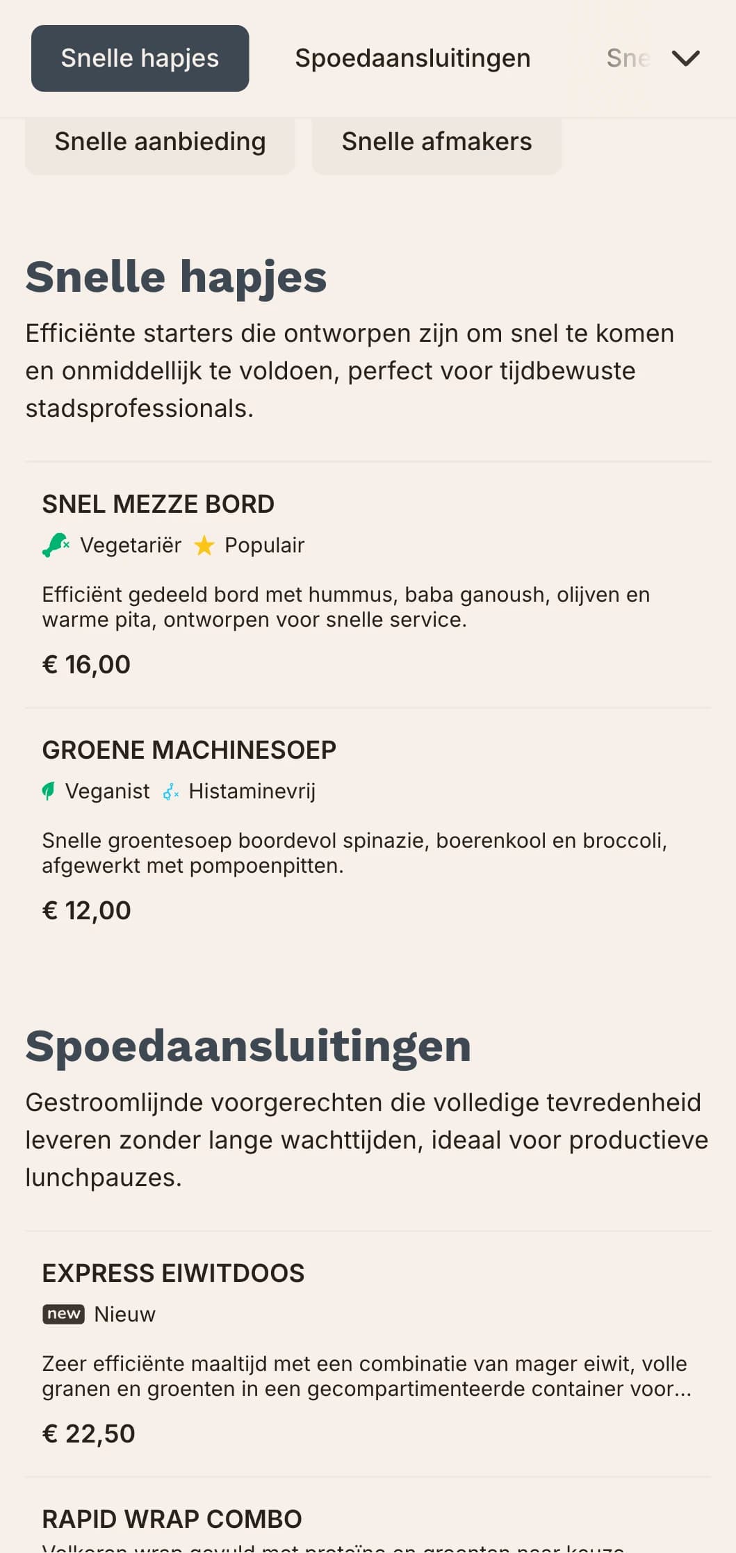 Efficiënt, stedelijk geïnspireerd lunchmenu-ontwerp met krachtige typografie en duidelijke organisatie, ideaal voor drukke stadsrestaurants die werkende professionals met beperkte lunchtijd bedienen.