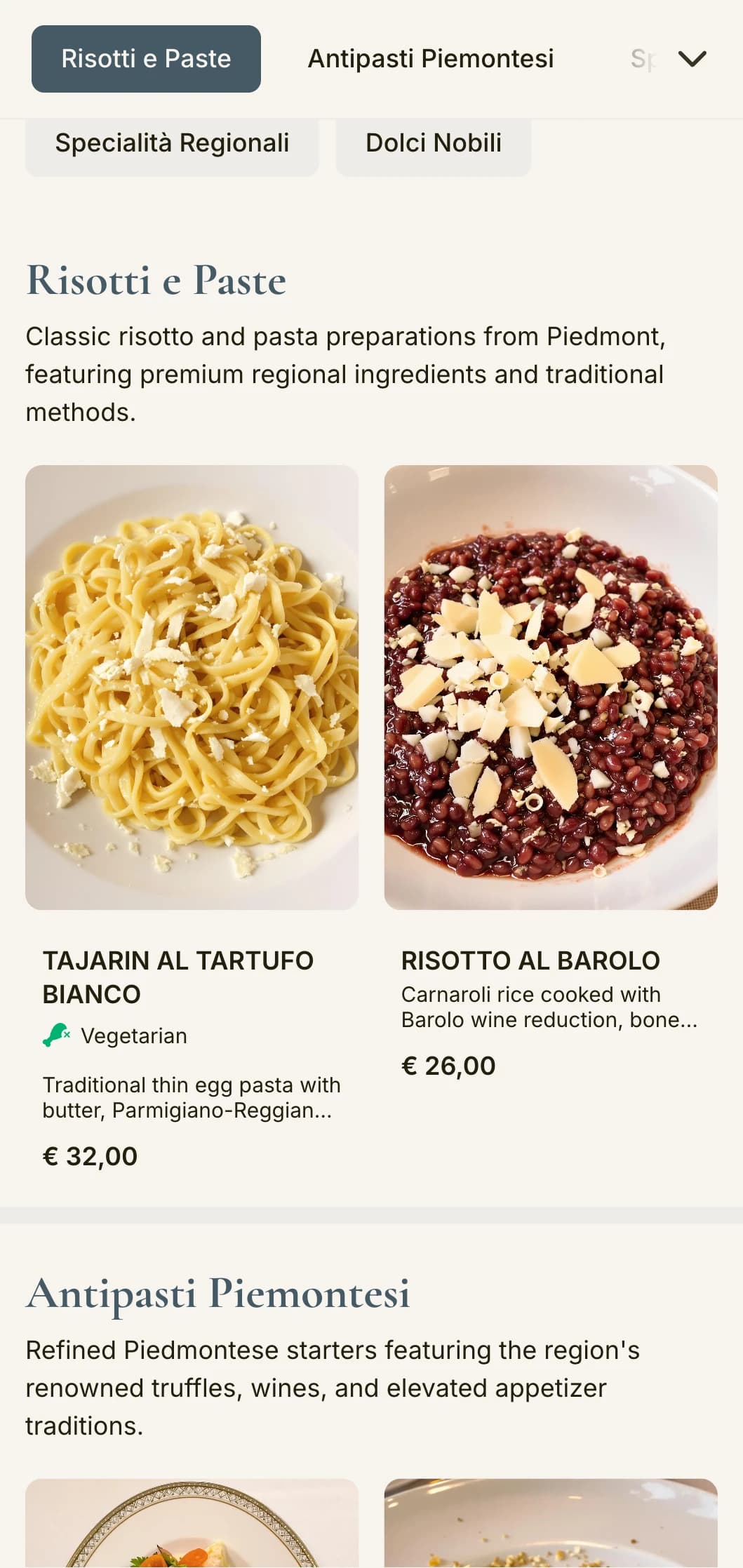 Sophisticated design with truffle and wine motifs celebrating Piedmont's renowned culinary traditions.