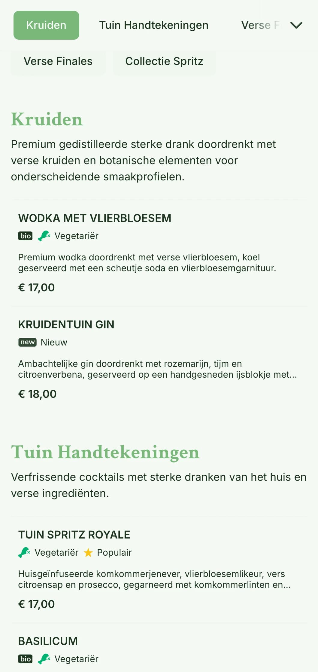 Een fris, op de tuin geïnspireerd ontwerp voor bars die gespecialiseerd zijn in spritzers en frisse botanische cocktails met lichte, luchtige typografie.