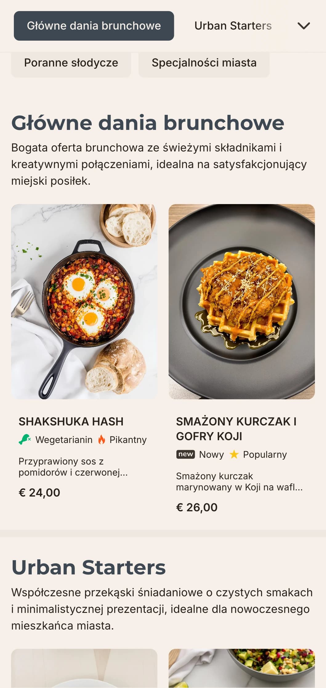 Minimalistyczny szablon brunchowy z czystymi liniami i nowoczesną typografią, idealny do współczesnych miejskich kawiarni o industrialnej estetyce.