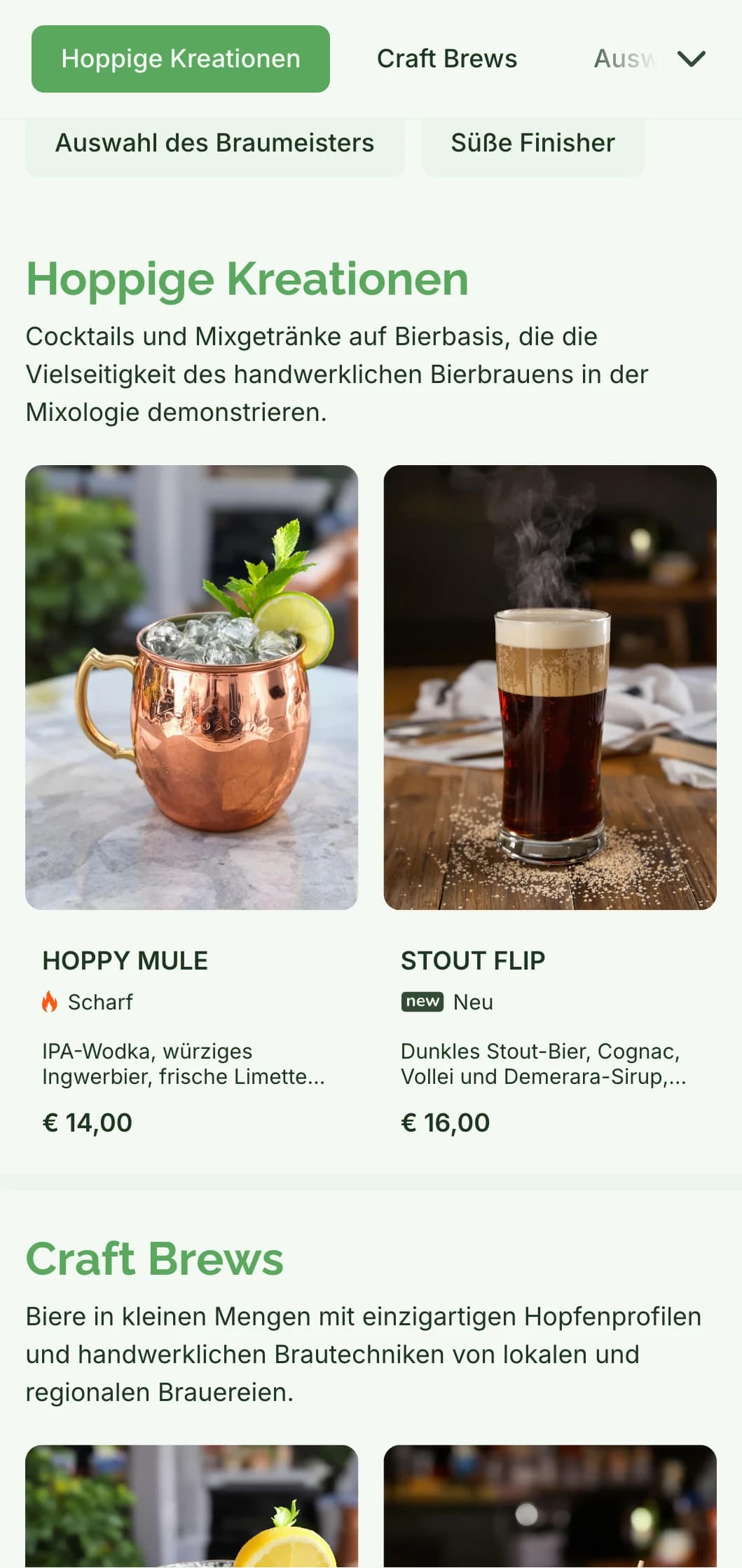 Ein rustikales und doch raffiniertes Menüdesign für Craft-Bier-Bars und Brauereien mit natürlichen Farbtönen und von Holz inspirierten Texturen.