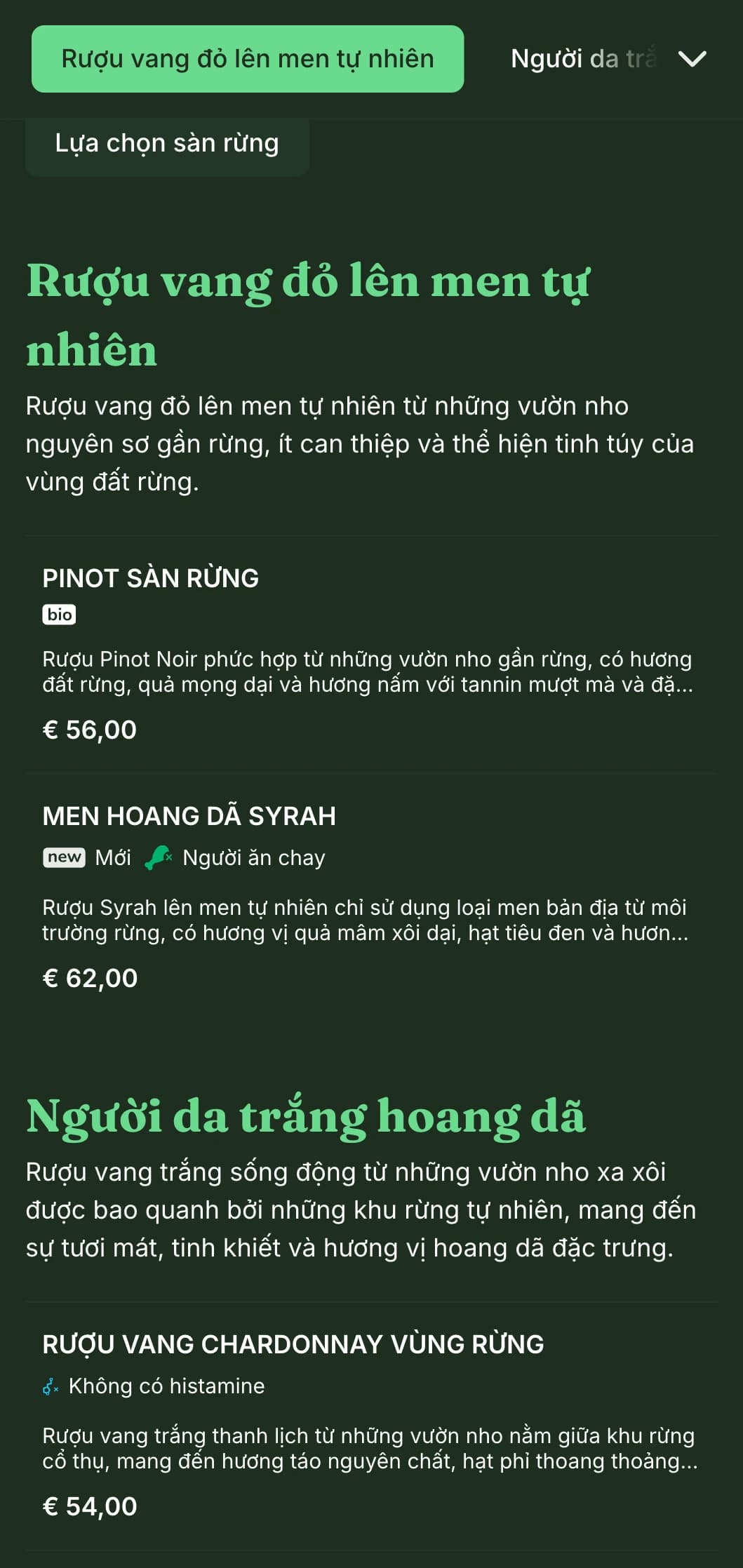 Mẫu danh sách rượu vang tối màu lấy cảm hứng từ thiên nhiên với điểm nhấn màu xanh lá cây rực rỡ trên nền rừng, hoàn hảo cho các nhà hàng trong rừng và quán bar rượu vang mộc mạc.
