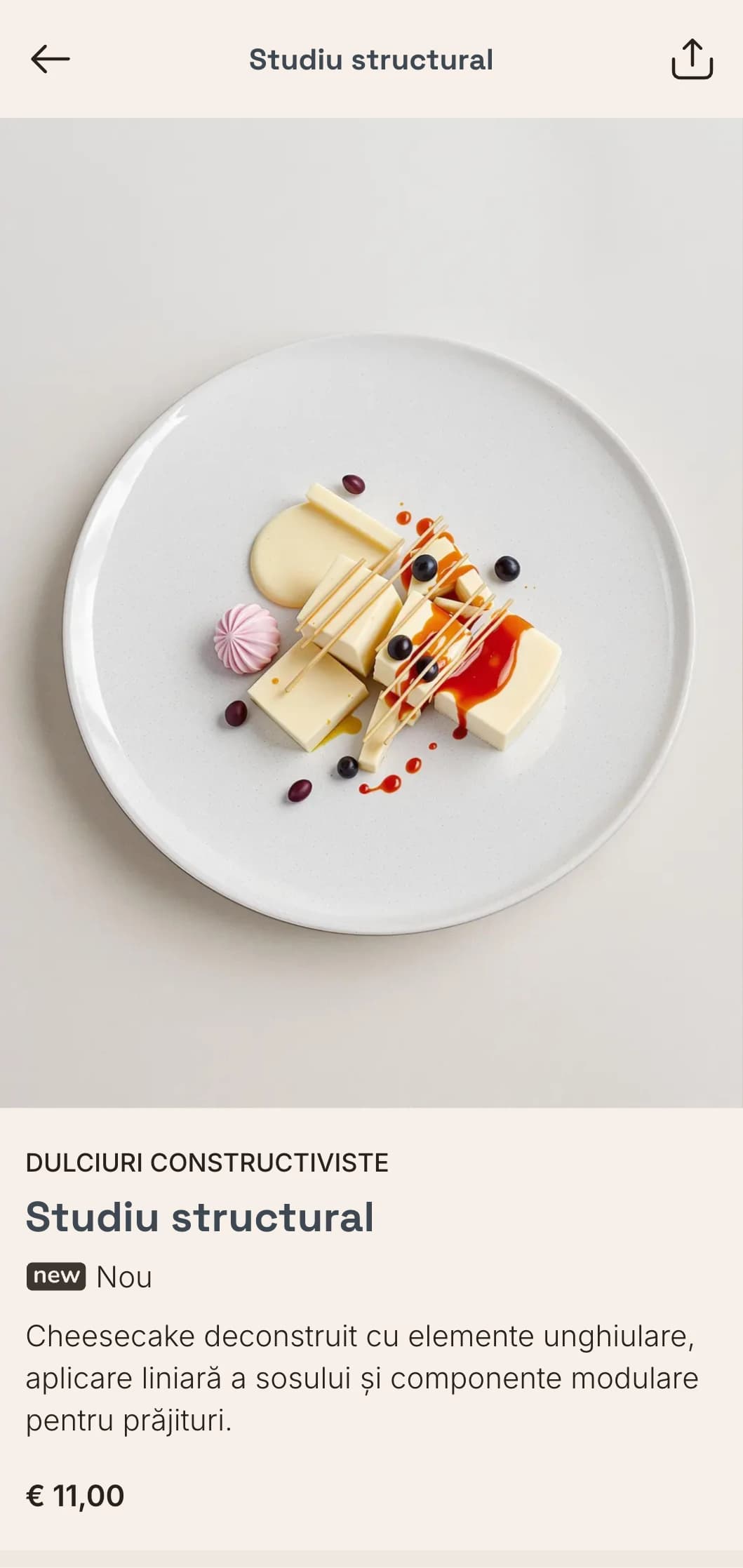 Concept de burger inspirat din arhitectură, cu forme geometrice dure și estetică minimalistă.