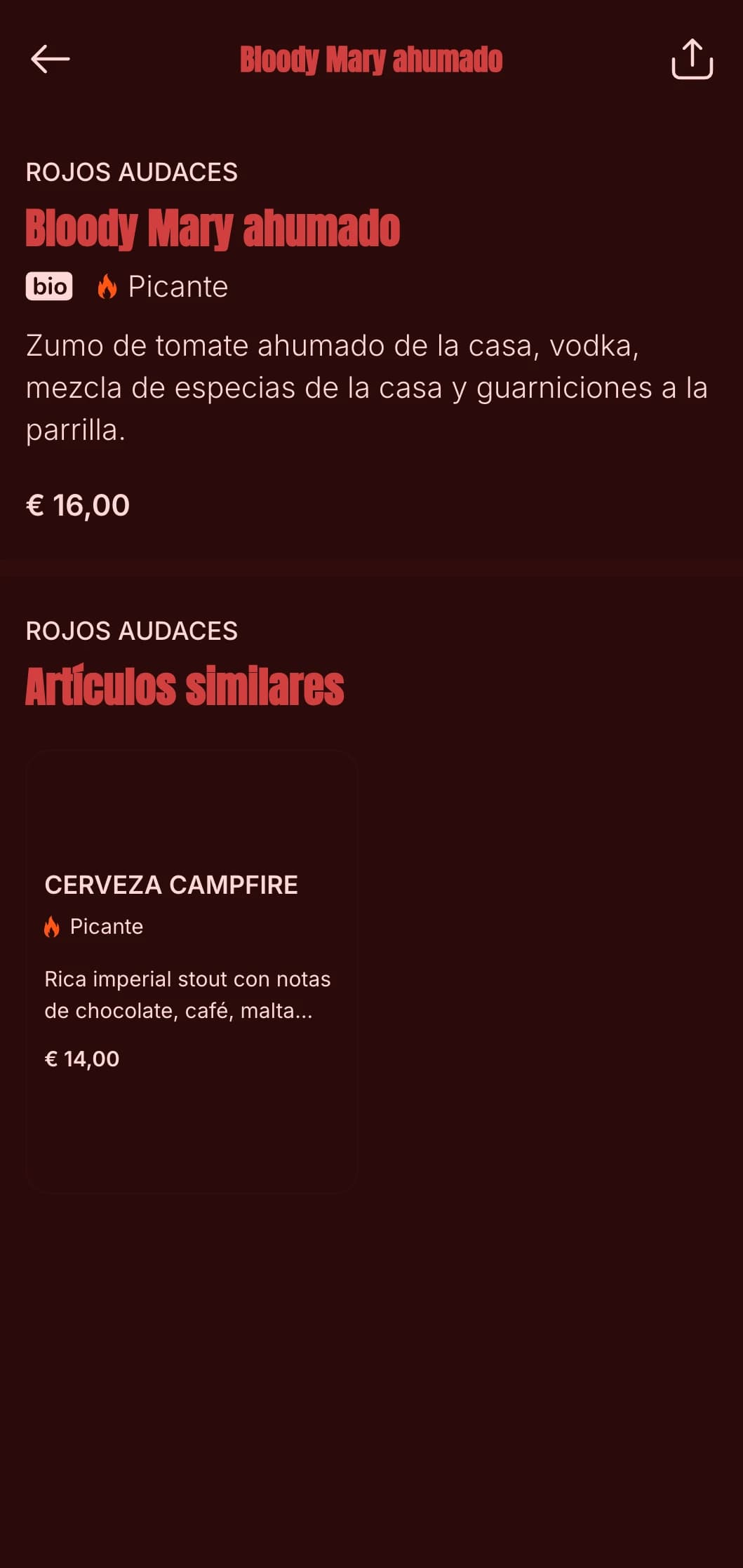 Diseño rojo fuerte con elementos de humo y fuego para locales de barbacoa y whisky.