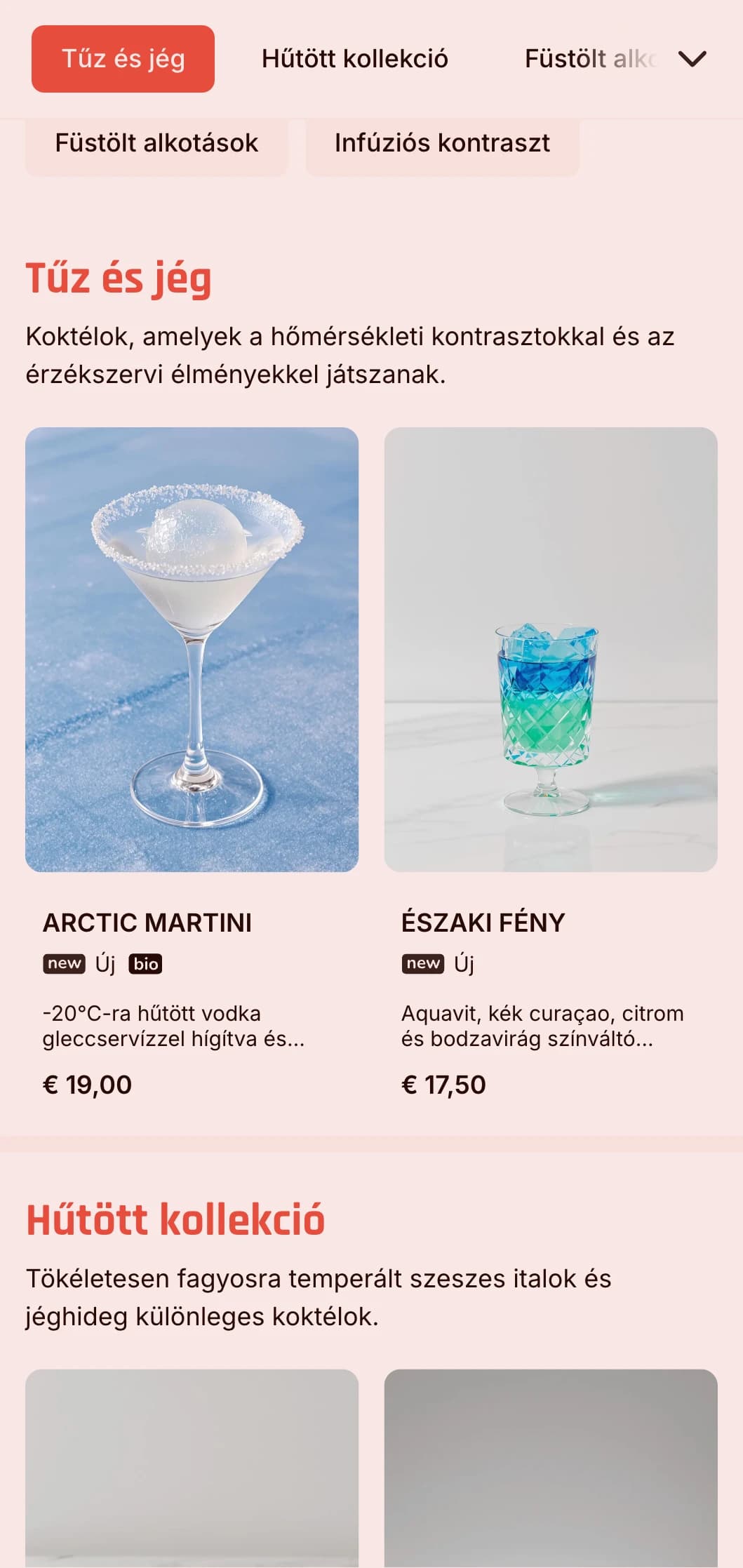 Dinamikus kék és piros dizájn, amely a hideg és meleg elemekkel játszik az innovatív bárokban.