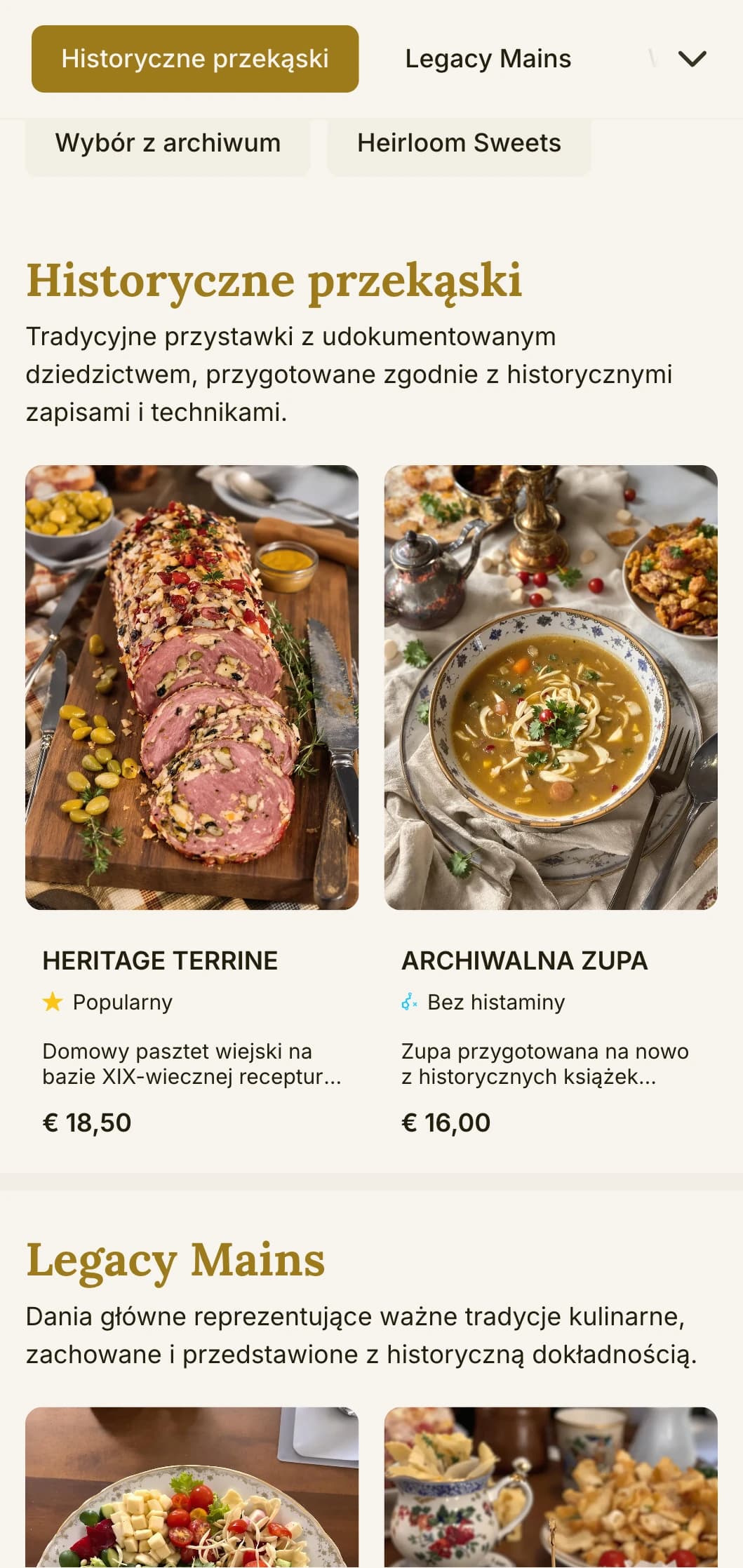 Historyczny projekt menu lunchowego z tradycyjnymi elementami i ponadczasową typografią, odpowiedni dla charakterystycznych restauracji i lokali z długą historią.