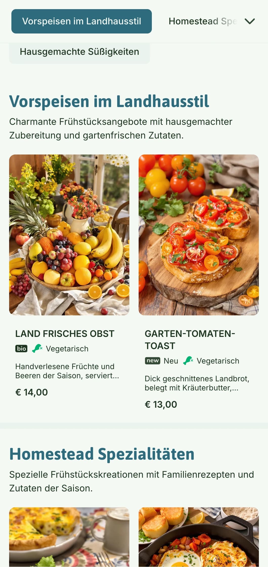 Hausmannskost mit frischen Zutaten aus dem Land und einer charmanten Präsentation für ein gemütliches Frühstückserlebnis.