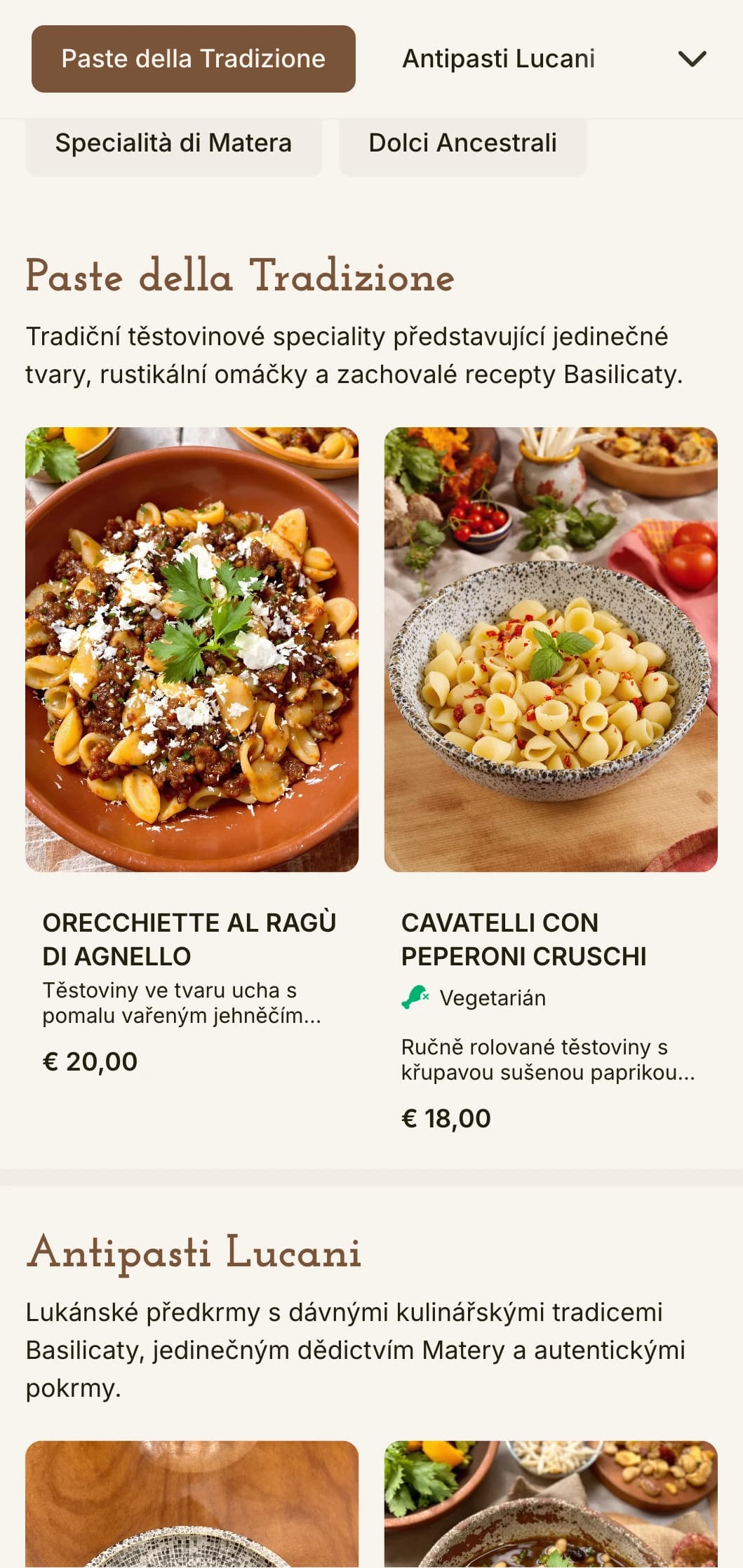Zemitý design inspirovaný starobylými jeskynními obydlími (Sassi) ve městě Matera v Basilicatě, které je zapsáno na seznamu UNESCO.