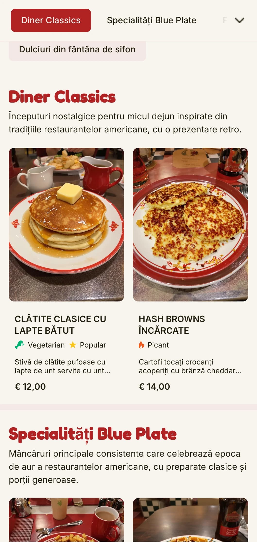 Șablon de brunch de inspirație retro, cu estetică clasică de restaurant american, ideal pentru unitățile nostalgice de mic dejun.