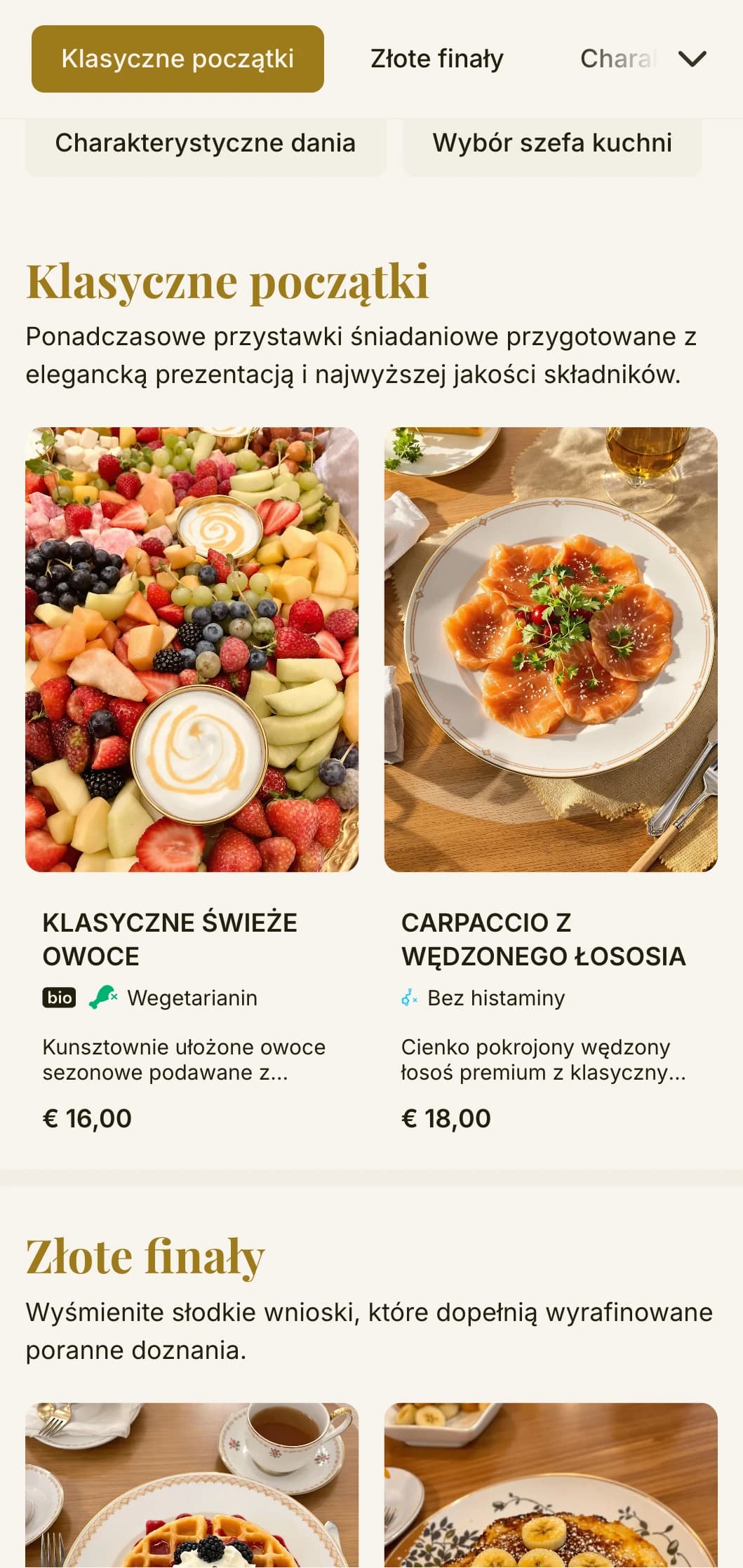 Elegancki poranny posiłek z ponadczasowymi klasykami śniadaniowymi i wyrafinowaną prezentacją na wyrafinowany początek dnia.