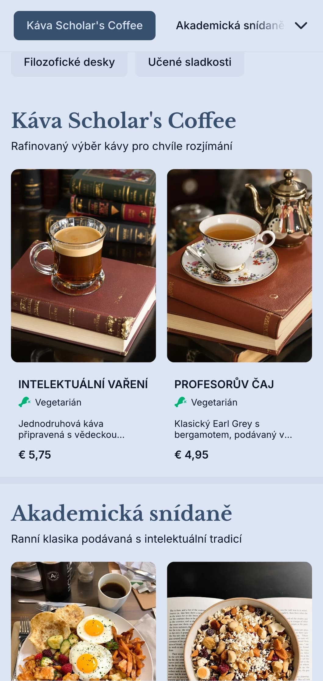 Sofistikovaný námořnický design s akademickými prvky pro kavárny v blízkosti univerzit.