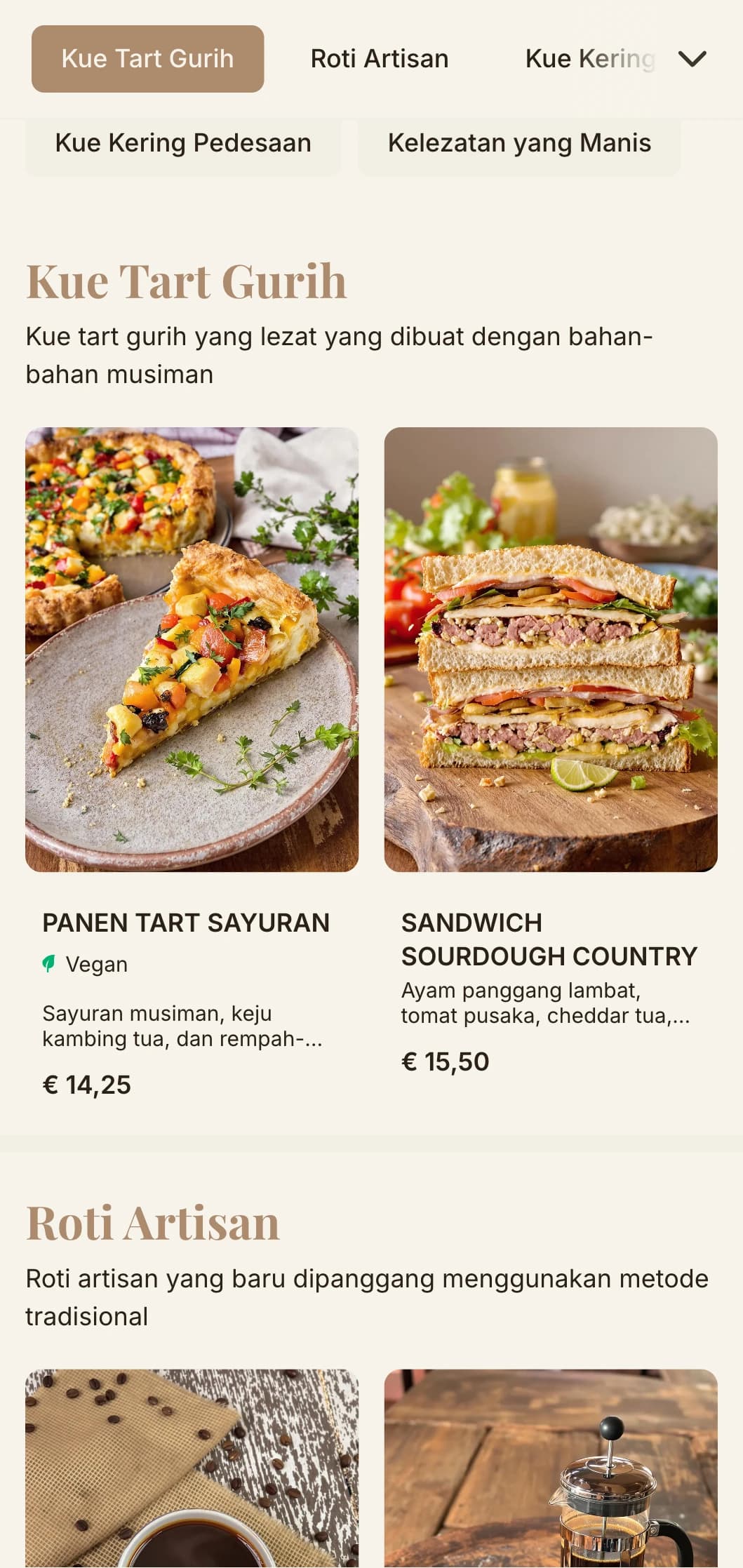 Nada bersahaja dengan tipografi artisanal untuk kafe dan toko kue yang berfokus pada roti.