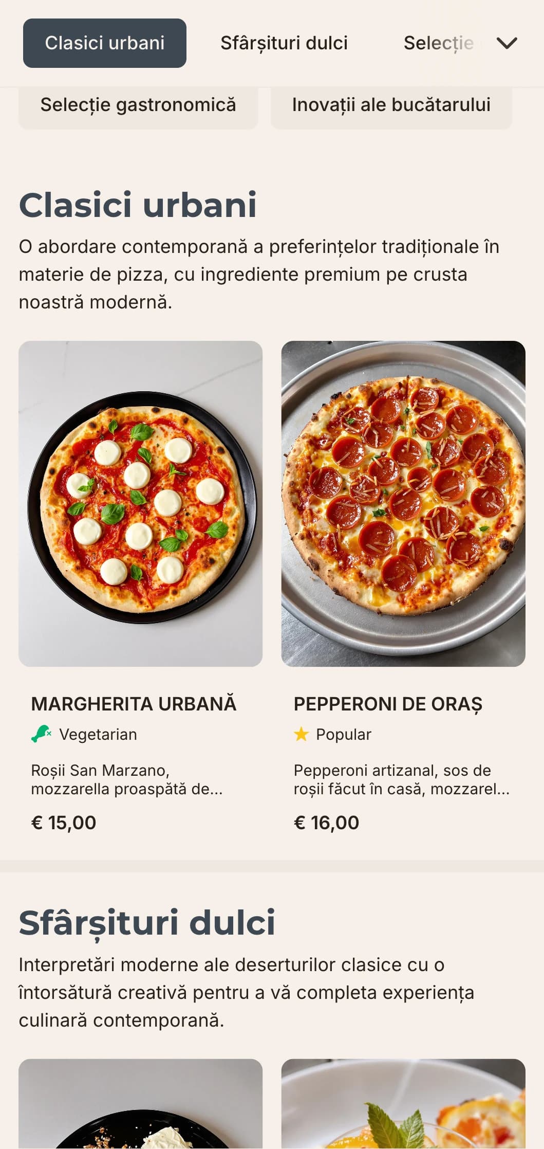 Design contemporan al meniului de pizza cu linii curate și estetică minimalistă, ideal pentru pizzerii urbane cu o abordare elegantă.