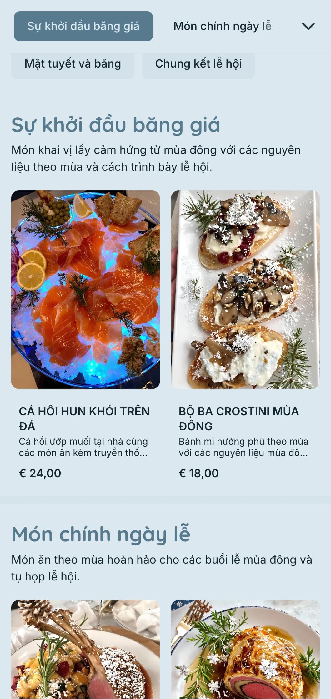 Tiệc chiêu đãi theo chủ đề mùa đông kỳ diệu với các nguyên liệu theo mùa, cách trình bày ấn tượng và các yếu tố ấm cúng cho các bữa tiệc ngày lễ và sự kiện mùa đông.