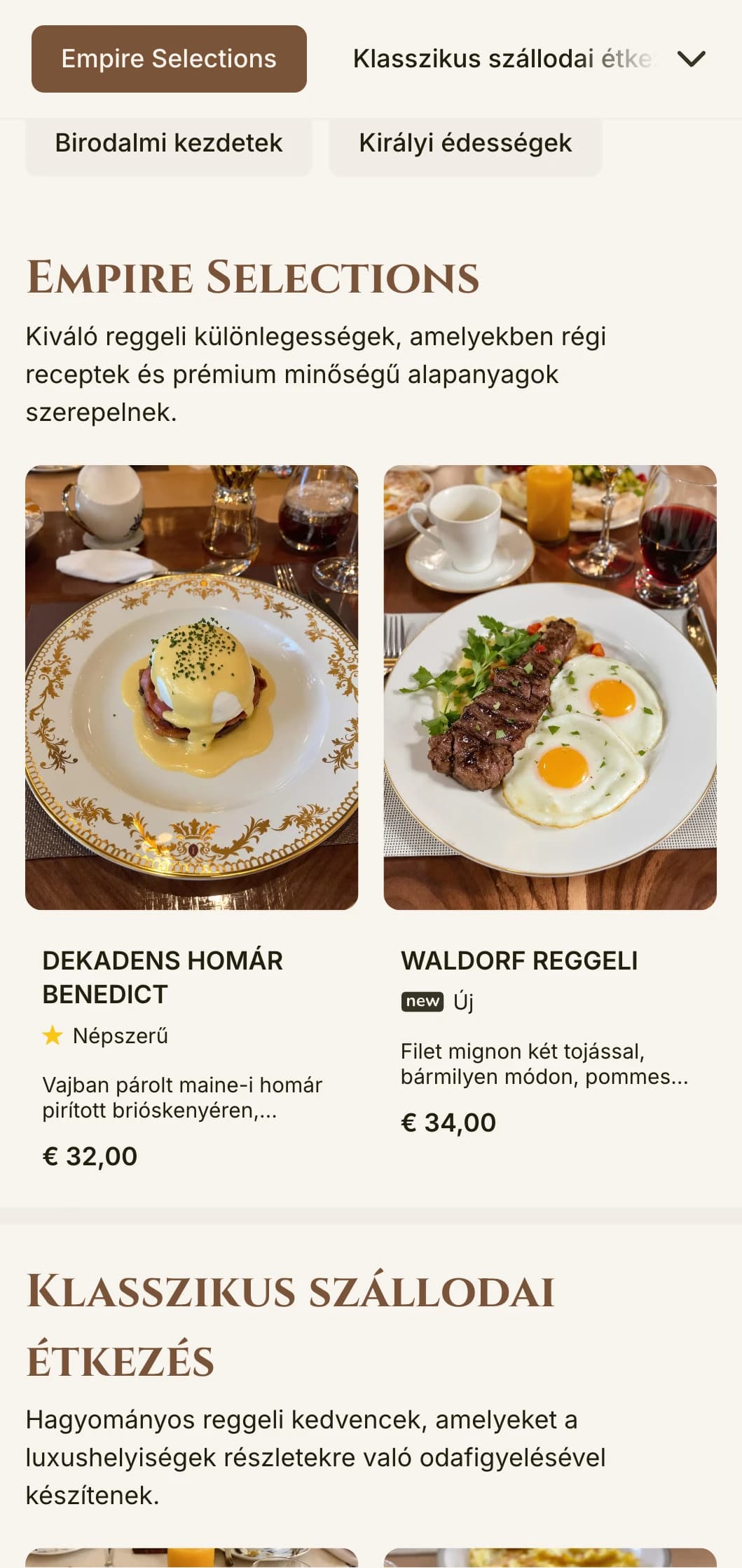 A luxusszállodák aranykora által ihletett, formális eleganciával bemutatott nagyszerű reggeli élmény.