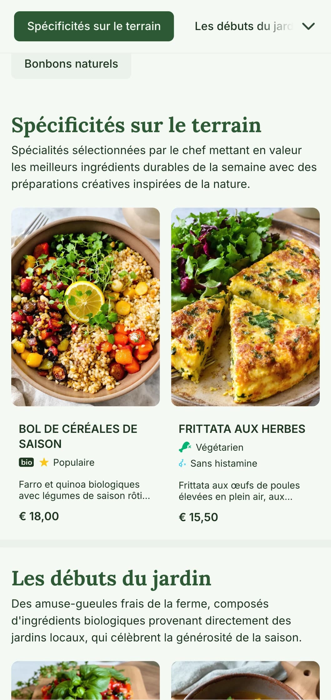 Des menus frais, inspirés par la nature, mettant en valeur les ingrédients de saison et les produits de la ferme, idéaux pour les cafés et les restaurants qui mettent l'accent sur des repas de midi sains et biologiques.