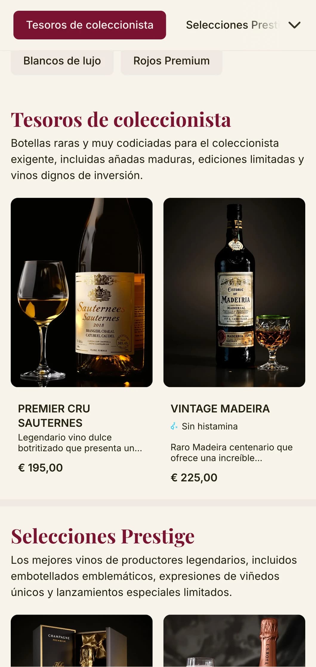 Lujosa plantilla de carta de vinos con detalles en rojo intenso y tipografía sofisticada, ideal para bodegas de vinos de primera calidad y establecimientos de lujo.