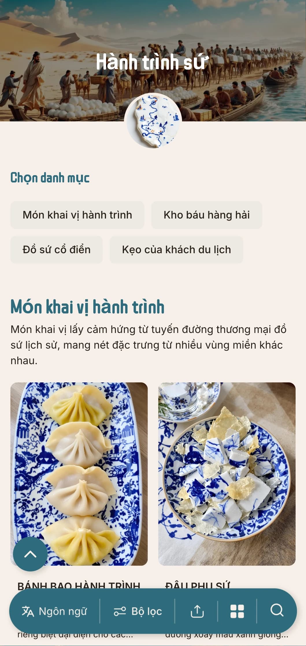 Thiết kế thực đơn Trung Hoa thanh lịch lấy cảm hứng từ tuyến đường thương mại bằng sứ, kết hợp các yếu tố lịch sử tạo nên ẩm thực đích thực.