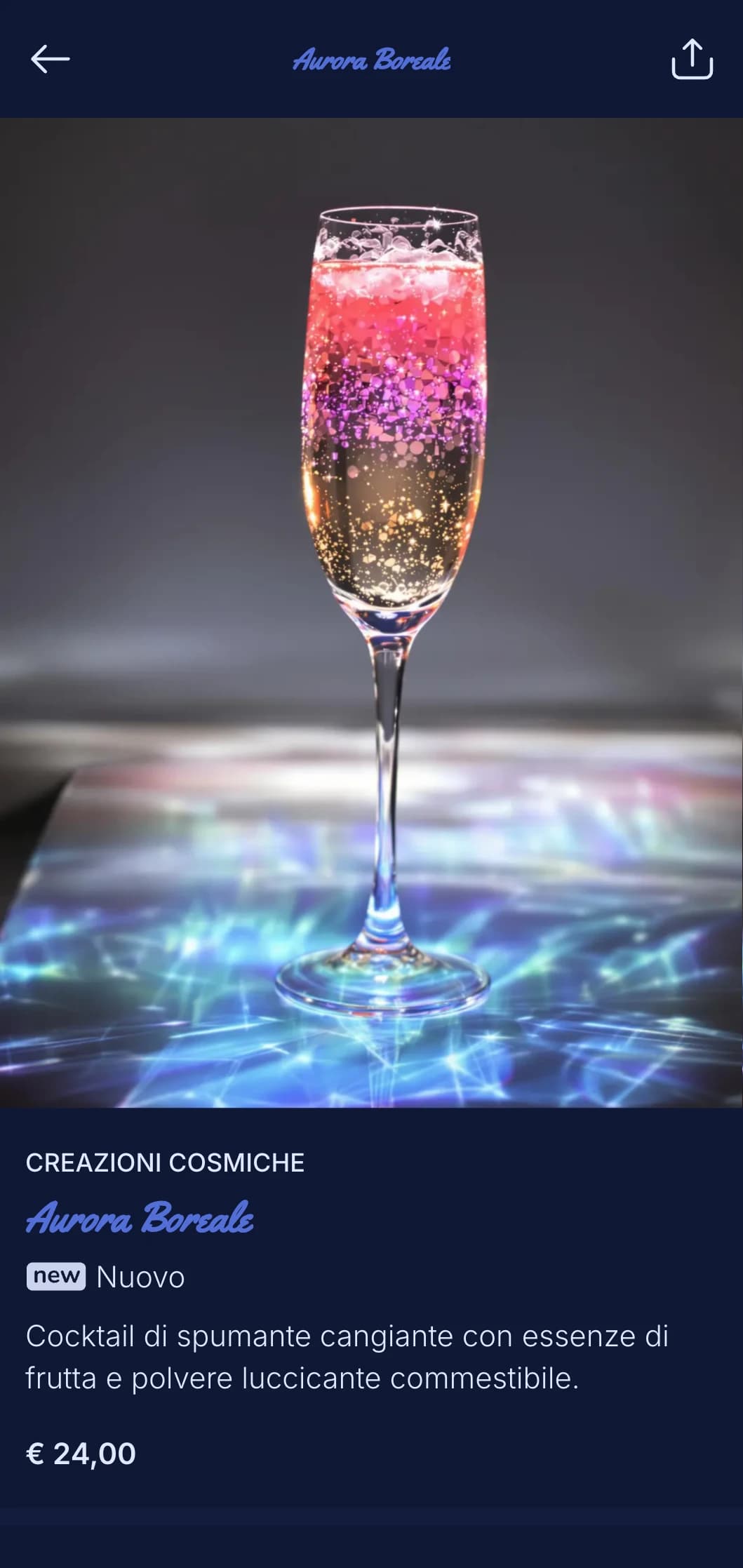 Design blu sognante con elementi stellati per esperienze di cocktail sul tetto.