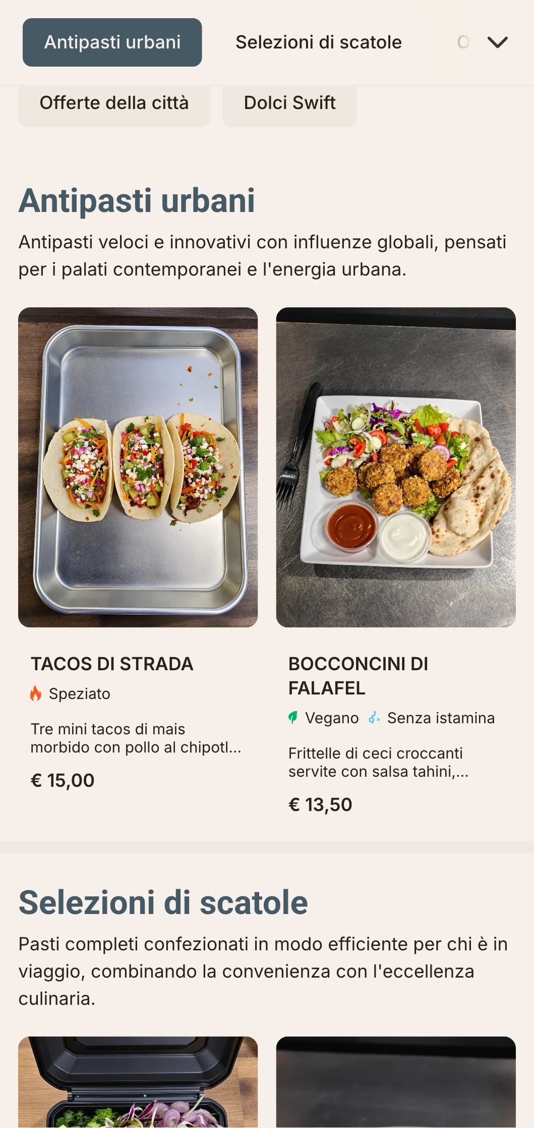 Design audace e contemporaneo del menu del pranzo per i punti di ristoro fast-casual, caratterizzato da una tipografia dinamica e da un layout efficiente per i professionisti urbani alla ricerca di pasti di qualità per il mezzogiorno.