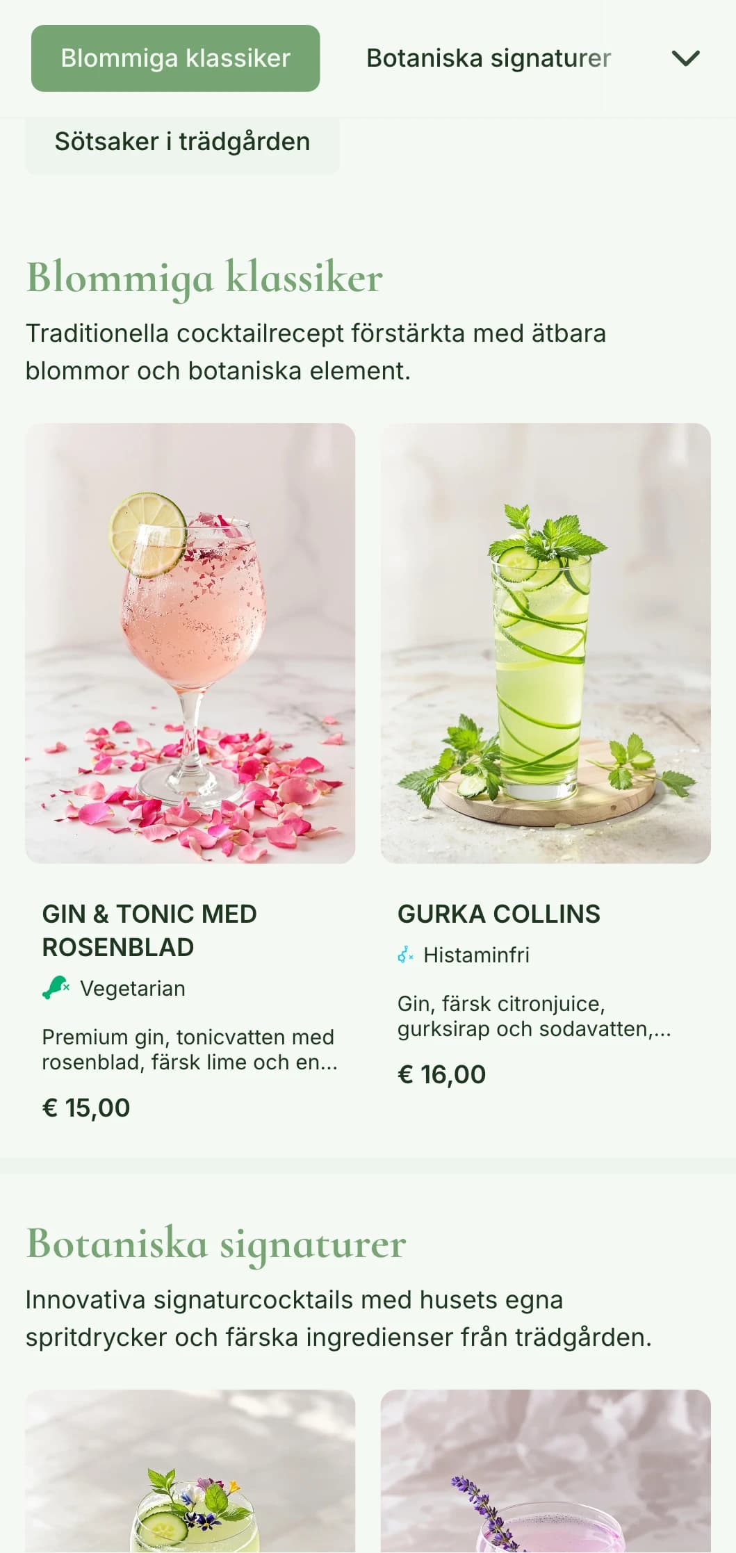 En frodig, trädgårdsinspirerad design för barer som specialiserar sig på örtcocktails och botaniska spritdrycker med fräscha gröna toner.