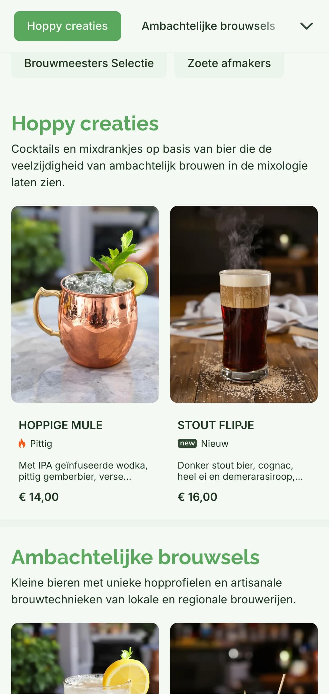 Een rustiek maar verfijnd menuontwerp voor ambachtelijke bierbars en brouwerijen, met natuurlijke tinten en op hout geïnspireerde texturen.