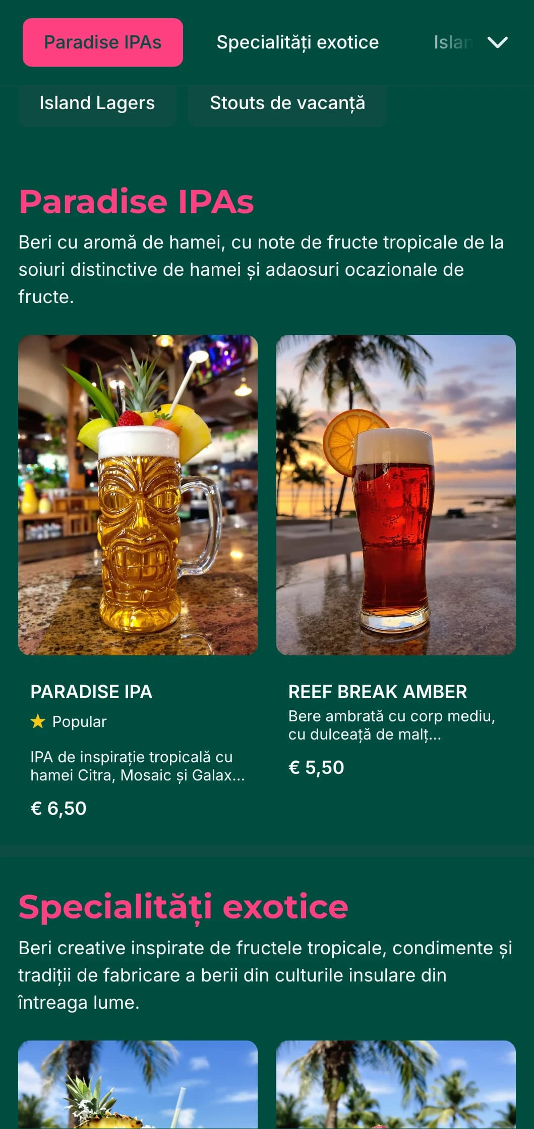 Design vibrant și colorat inspirat de peisajele tropicale, ideal pentru barurile de pe malul mării și berăriile insulare.
