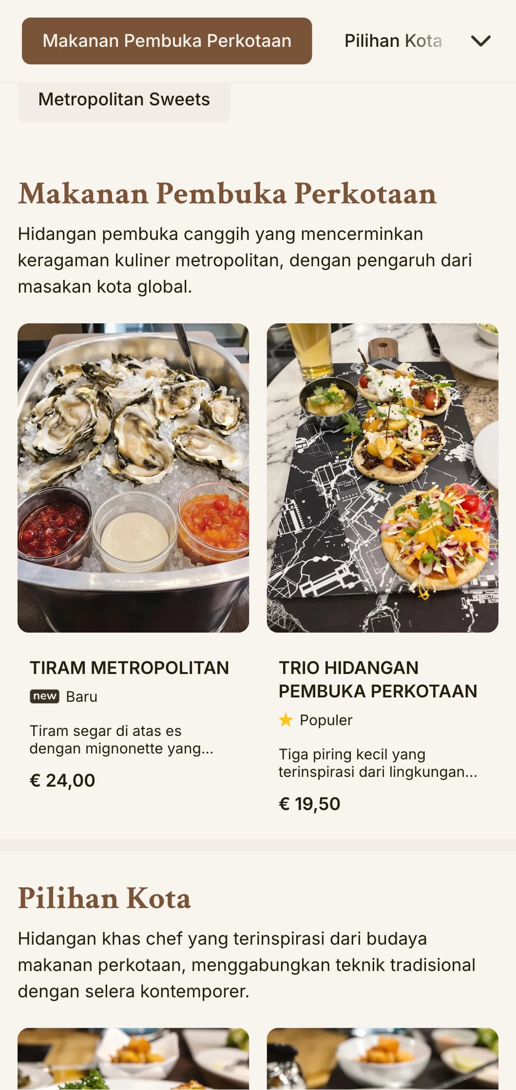 Desain menu makan siang yang terinspirasi dari kota dengan keanggunan urban dan detail yang halus, cocok untuk restoran di pusat kota dan tempat makan di kota yang berkelas.