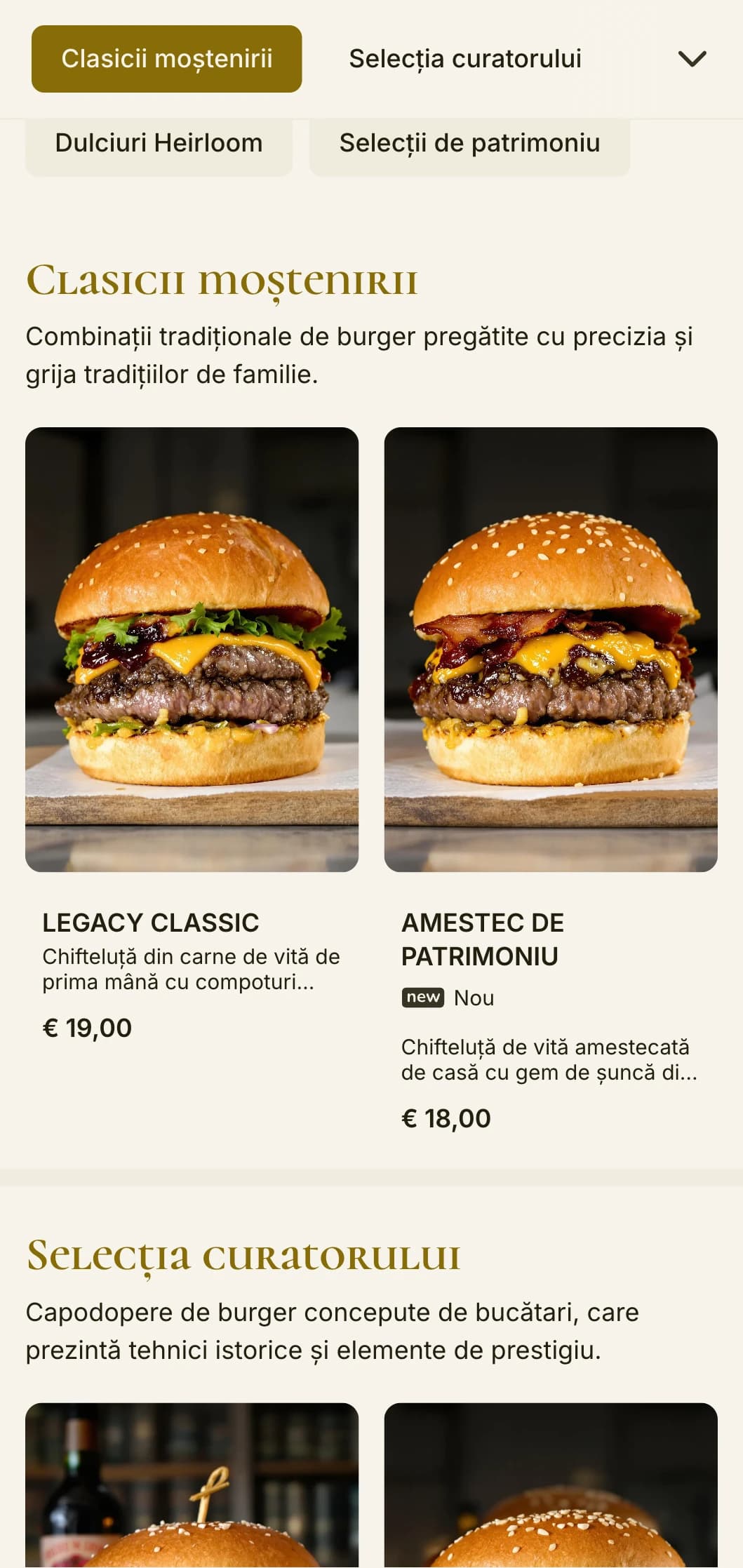 Experiență de burger inspirată de o casă boierească, cu elemente de patrimoniu și accente aristocratice.