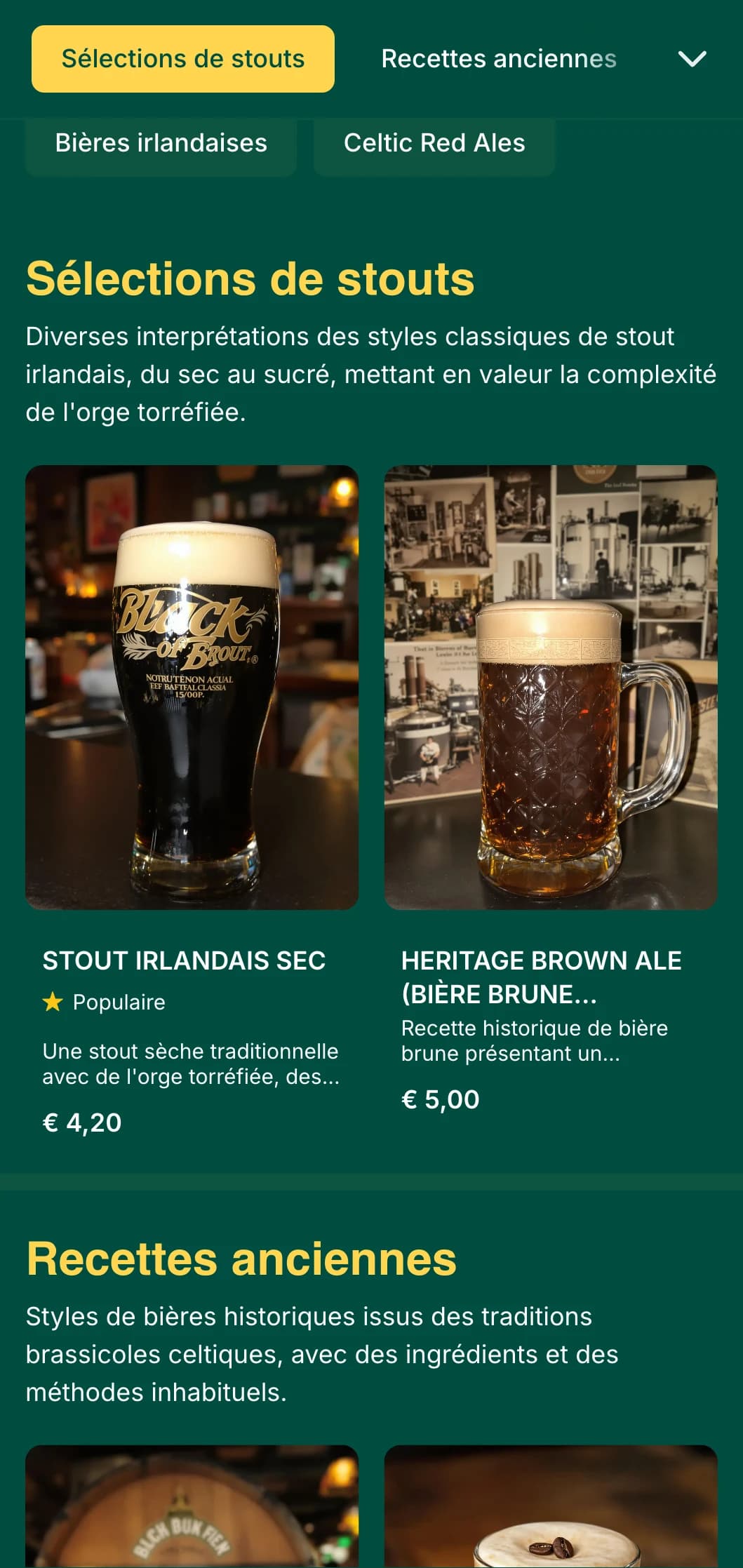 Modèle traditionnel inspiré des pubs irlandais, avec des tons émeraude et des accents de nœuds celtiques, parfait pour les établissements à thème irlandais.